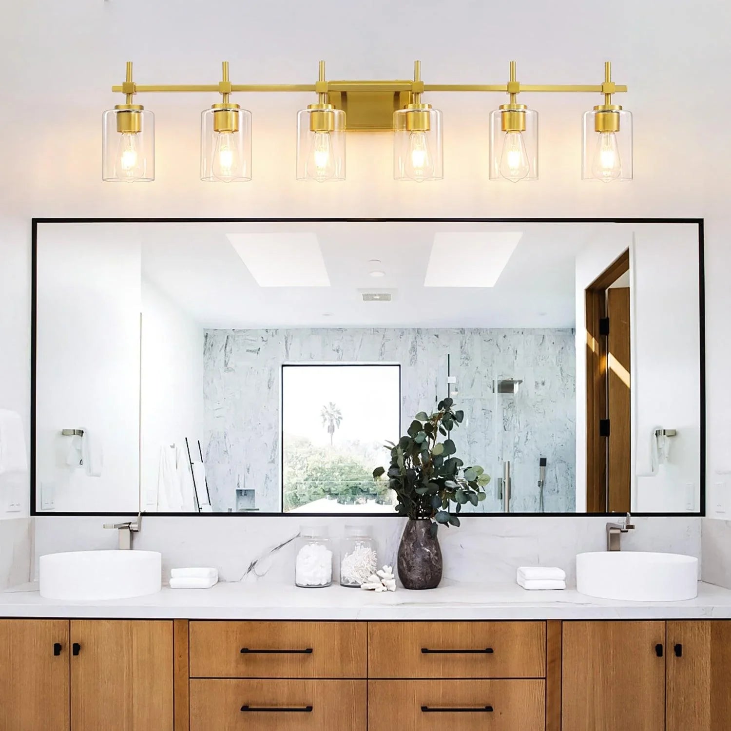Jasper Modern Clear Glass 6-Light Bathroom Vanity Light