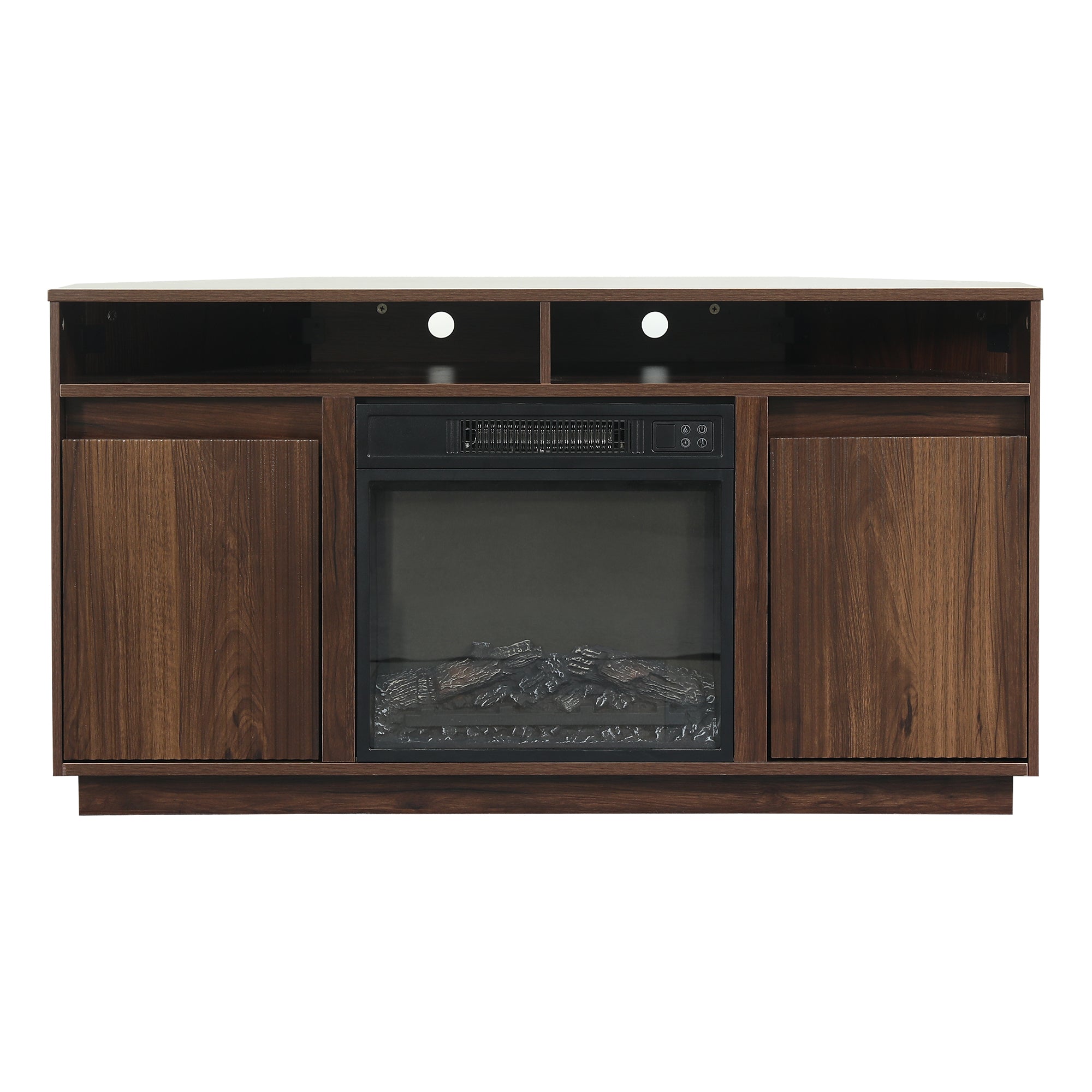 47 Inch Angled Corner Storage Cabinets TV Stand & Optional 19 Inch Electric Fireplace