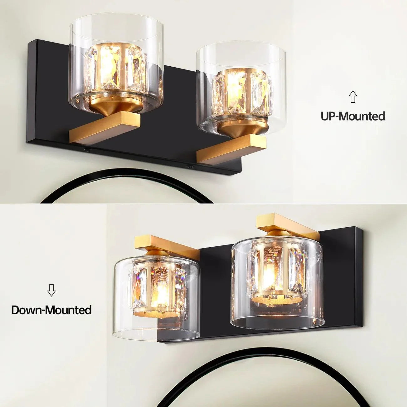 Lámpara de tocador de baño moderna Kolt Chrome de 2 luces