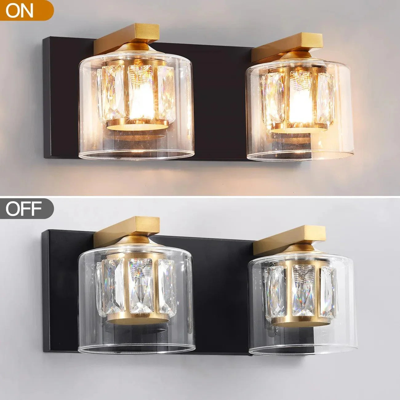 Lámpara de tocador de baño moderna Kolt Chrome de 2 luces