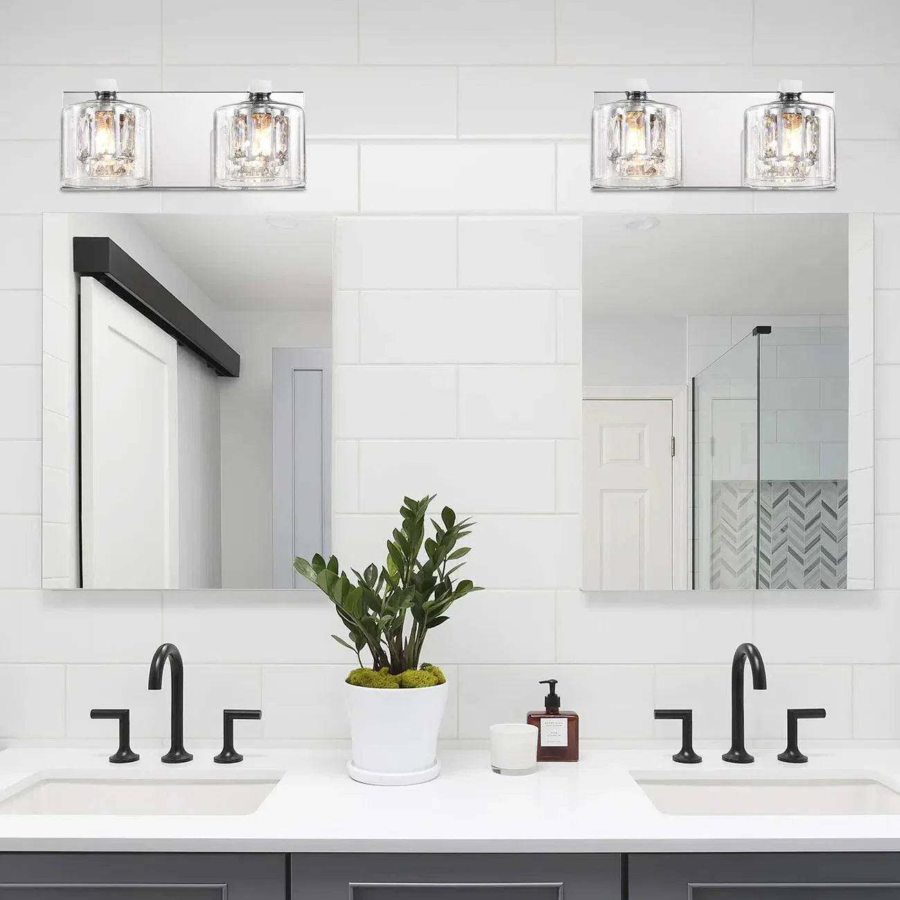 Lámpara de tocador de baño moderna Kolt Chrome de 2 luces