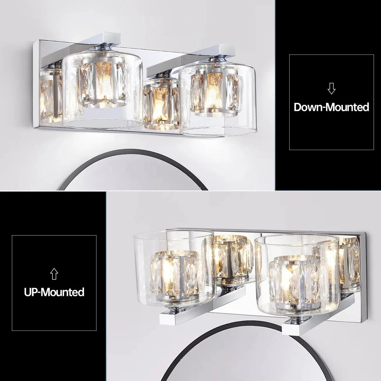 Lámpara de tocador de baño moderna Kolt Chrome de 2 luces