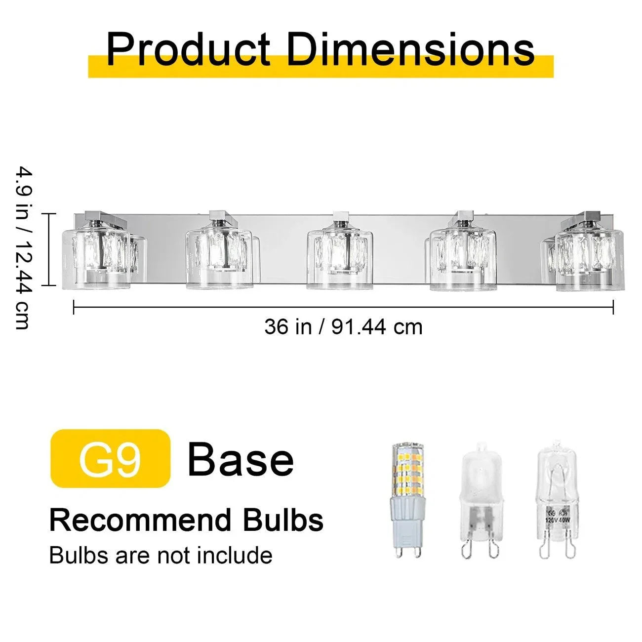 Lámpara de tocador de baño moderna Kolt de 5 luces