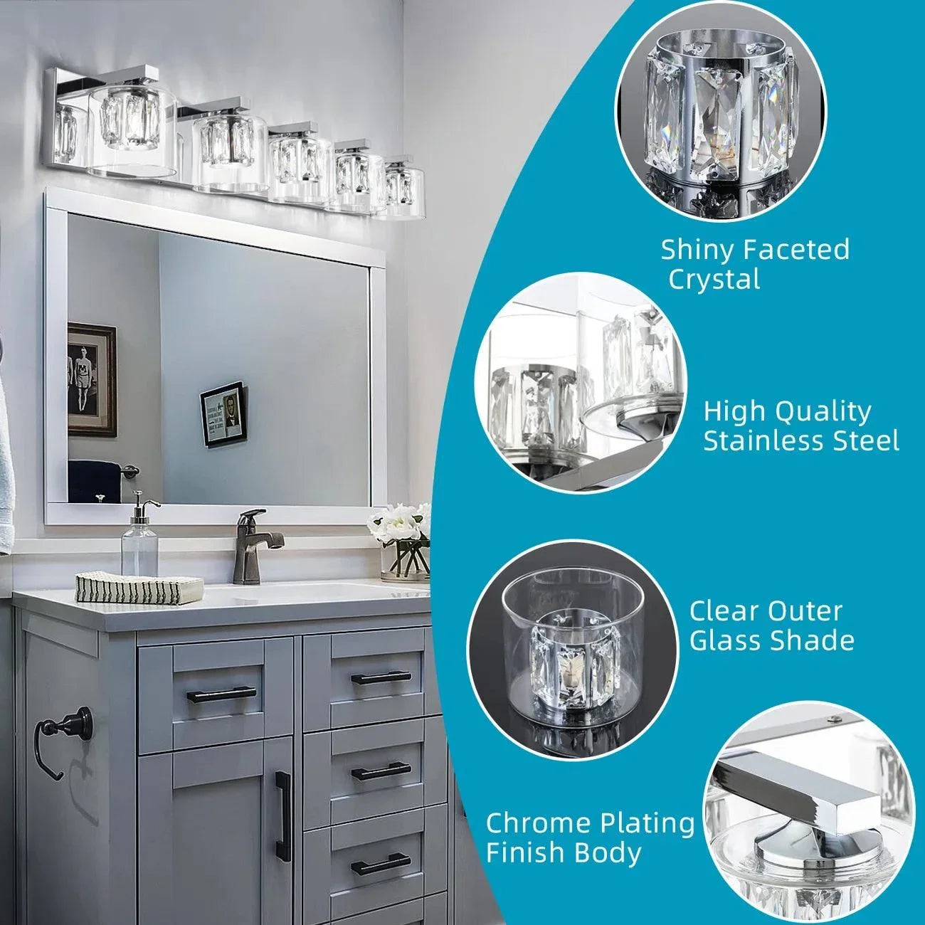 Lámpara de tocador de baño moderna Kolt de 5 luces