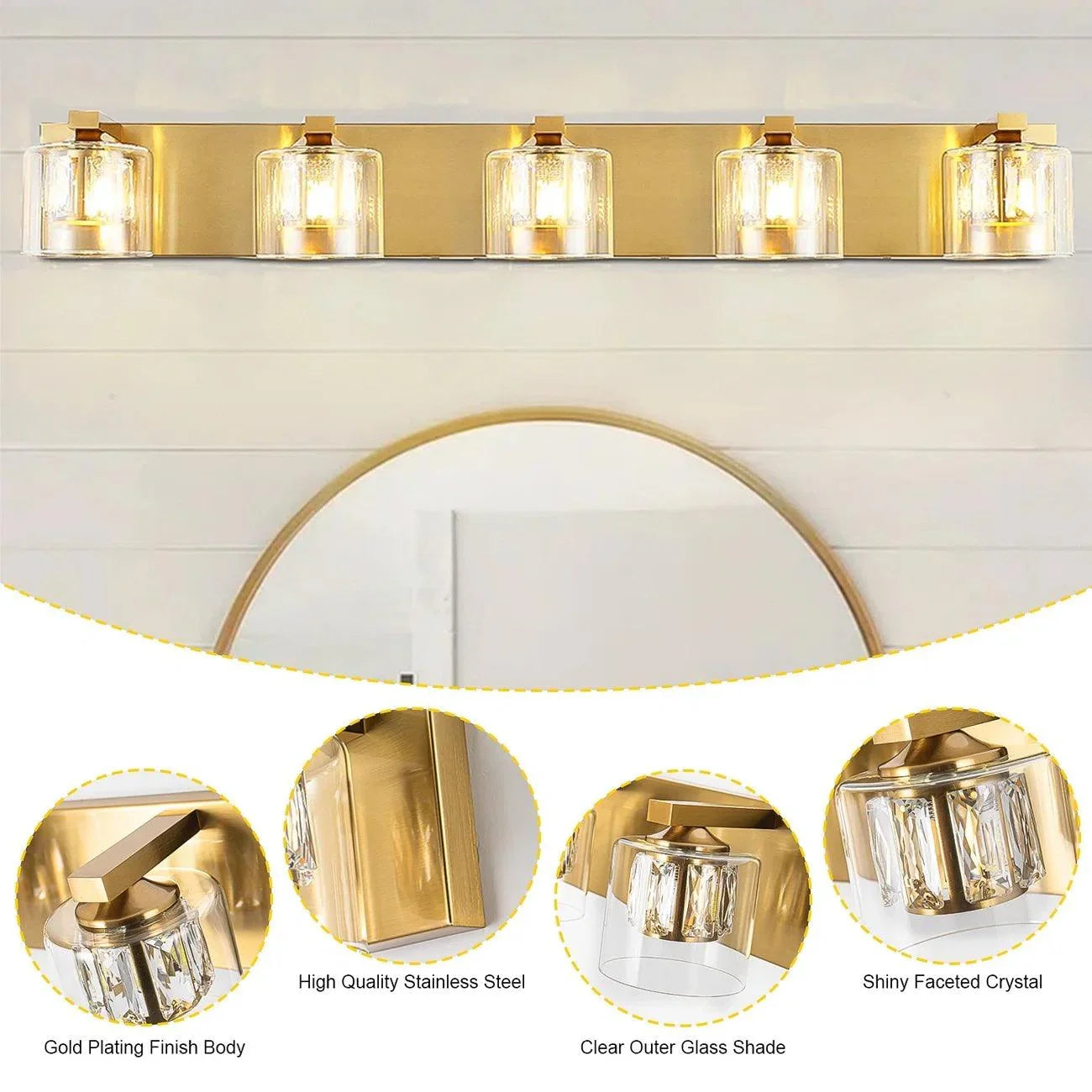 Lámpara de tocador de baño moderna Kolt de 5 luces