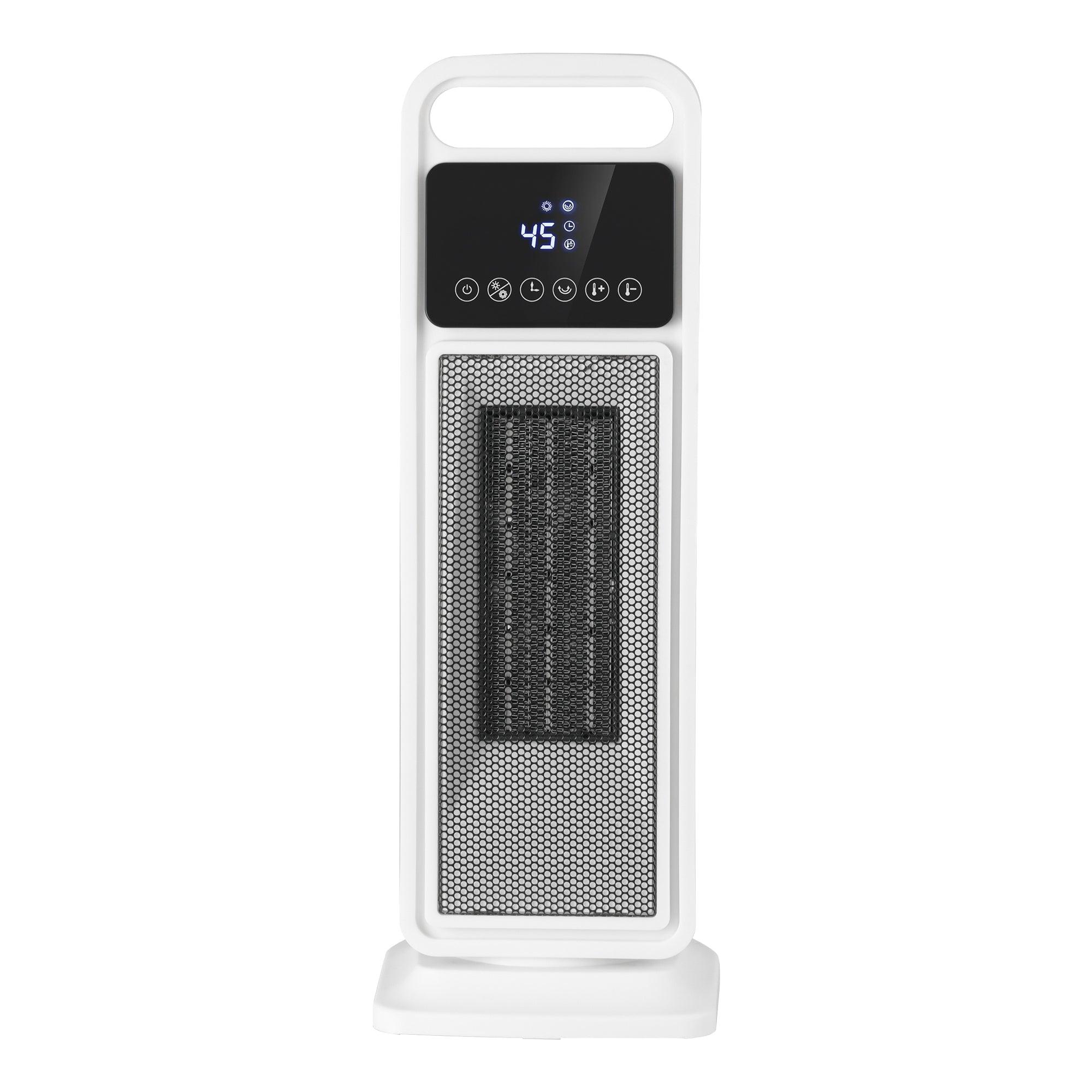 Calentador y ventilador eléctrico de cerámica PTC portátil de 2000 W con control remoto, 2 configuraciones de calor y protección de seguridad.