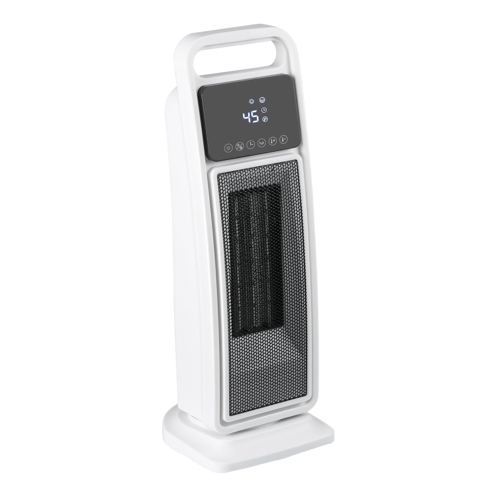 Calentador y ventilador eléctrico de cerámica PTC portátil de 2000 W con control remoto, 2 configuraciones de calor y protección de seguridad.