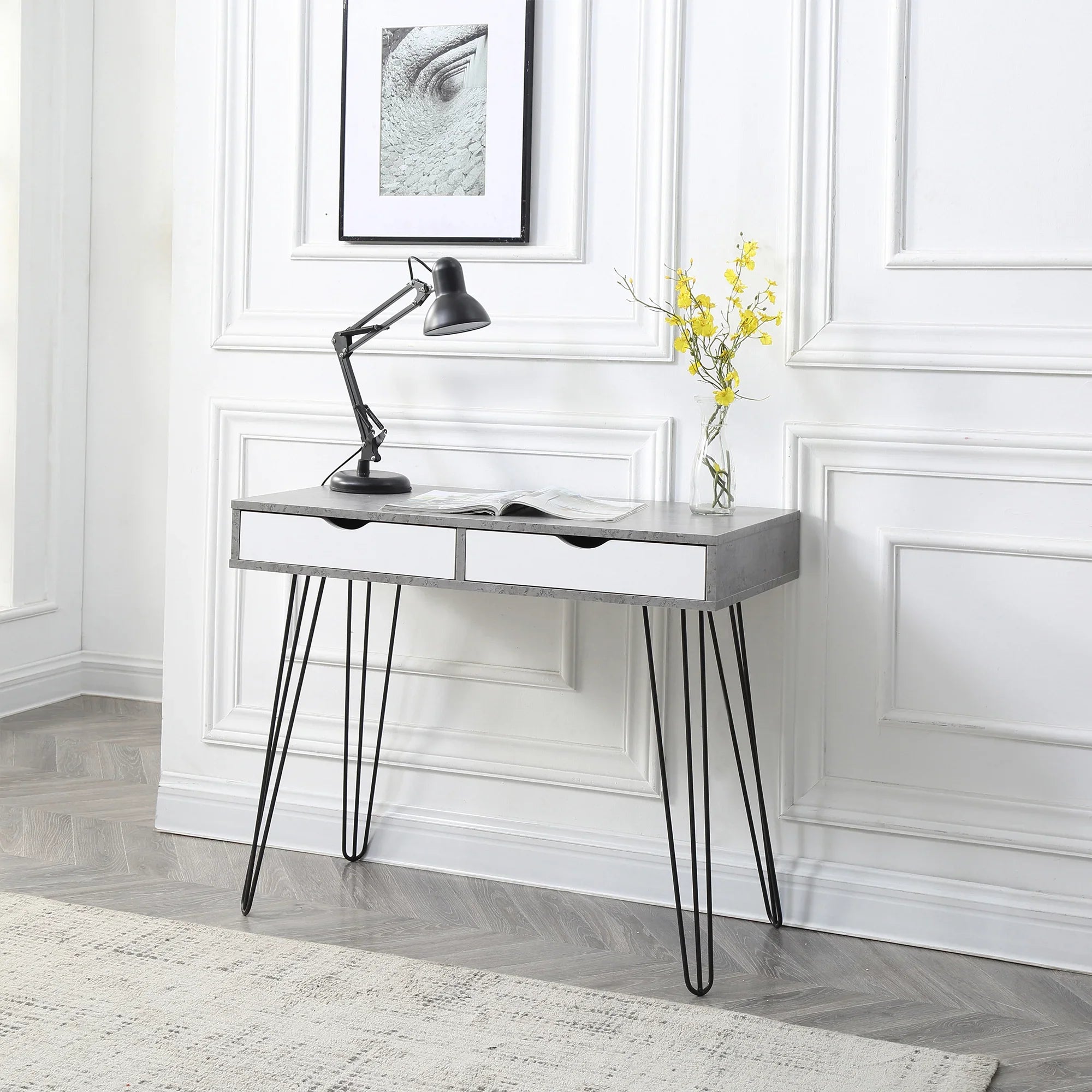 Laurel Small Desk with Drawers for Bedroom Home Office or Dorm