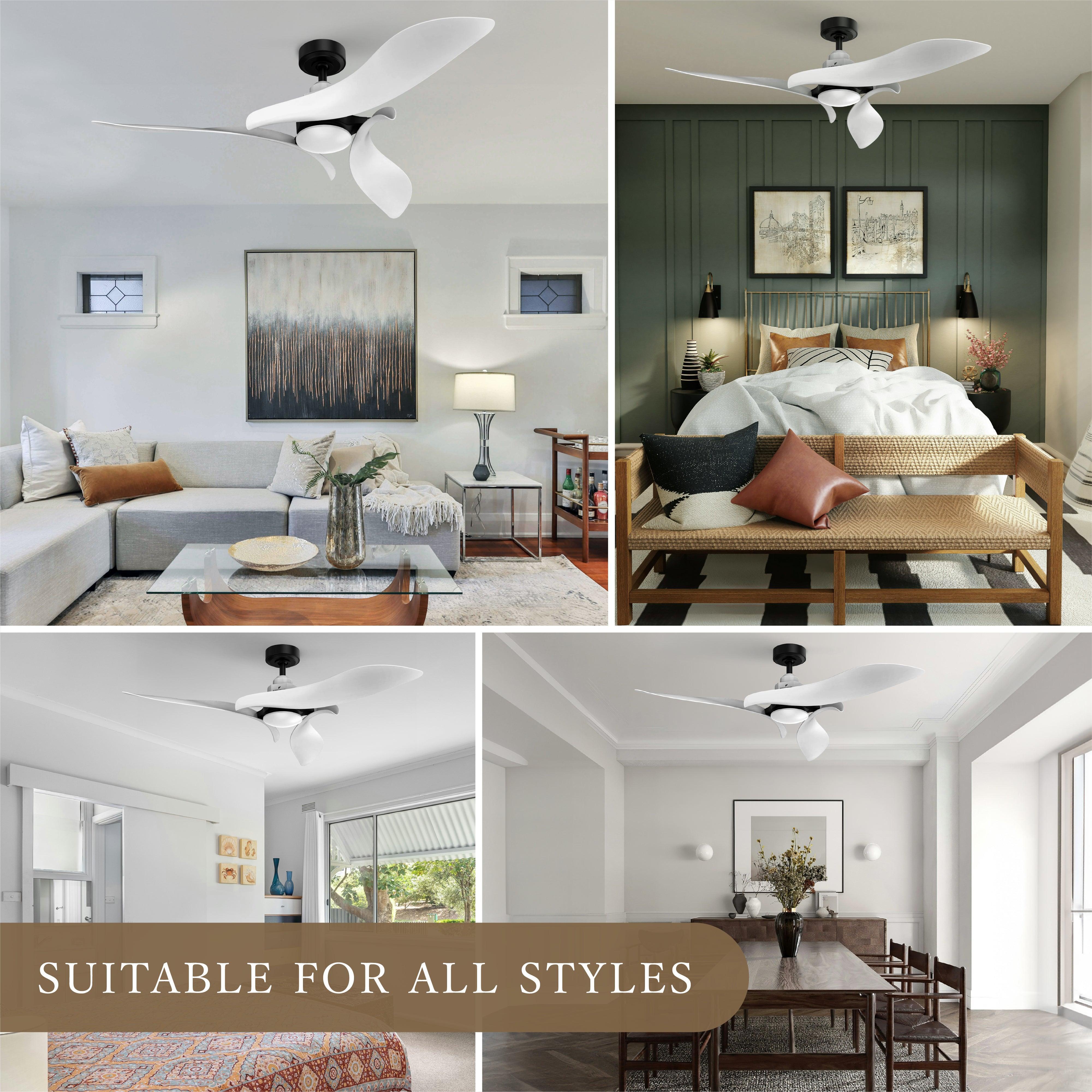 Black 54" DC Motor 6 Speed Ceiling Fan with LED Lighting