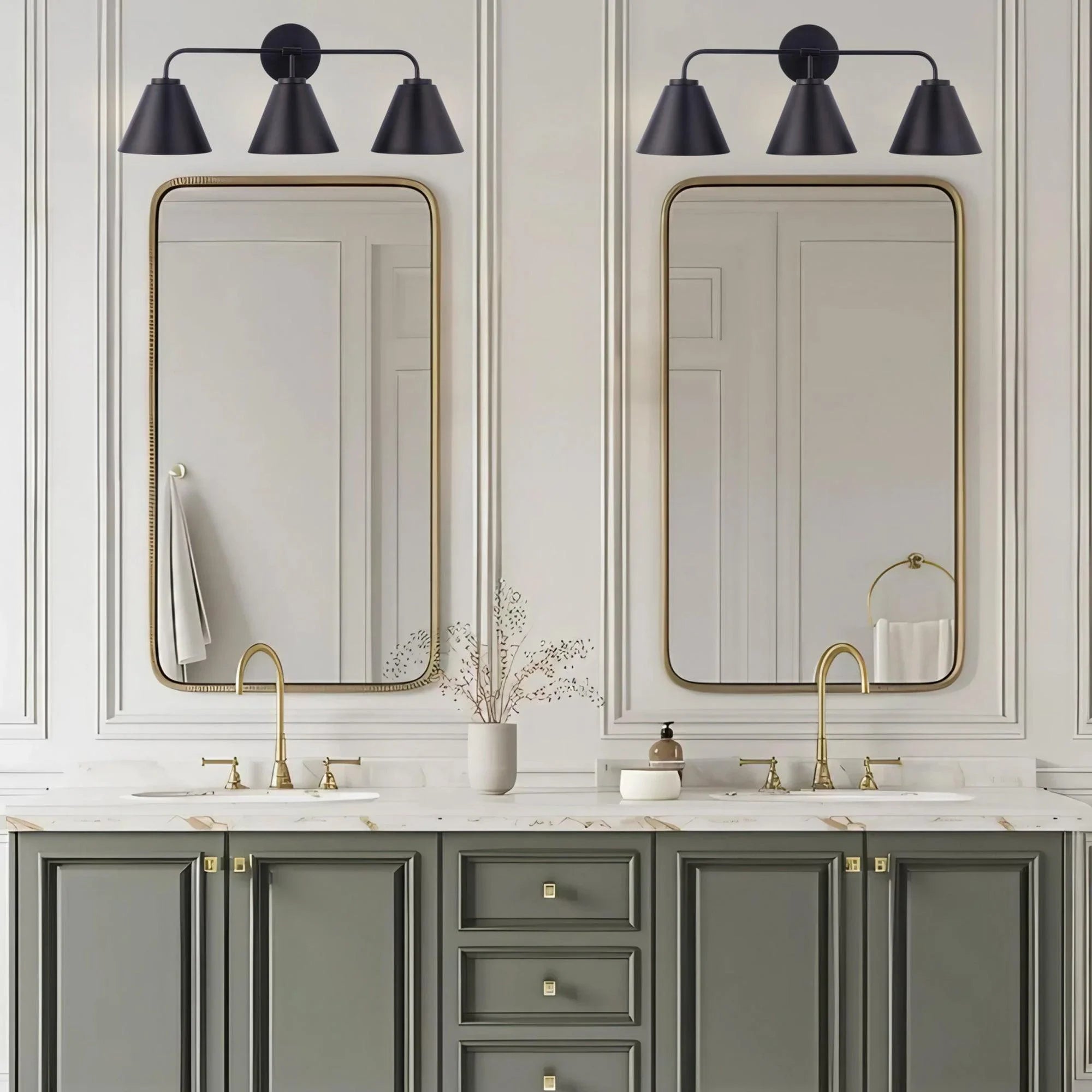 Lámpara de tocador moderna de 3 luces con forma de farol para loft