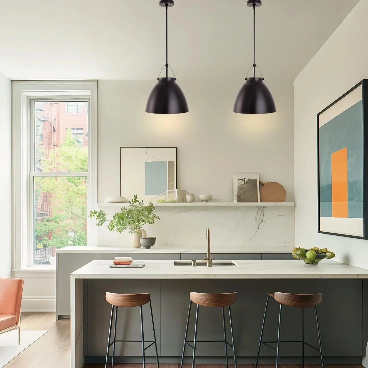 Lámpara colgante moderna de metal regulable de 1 luz