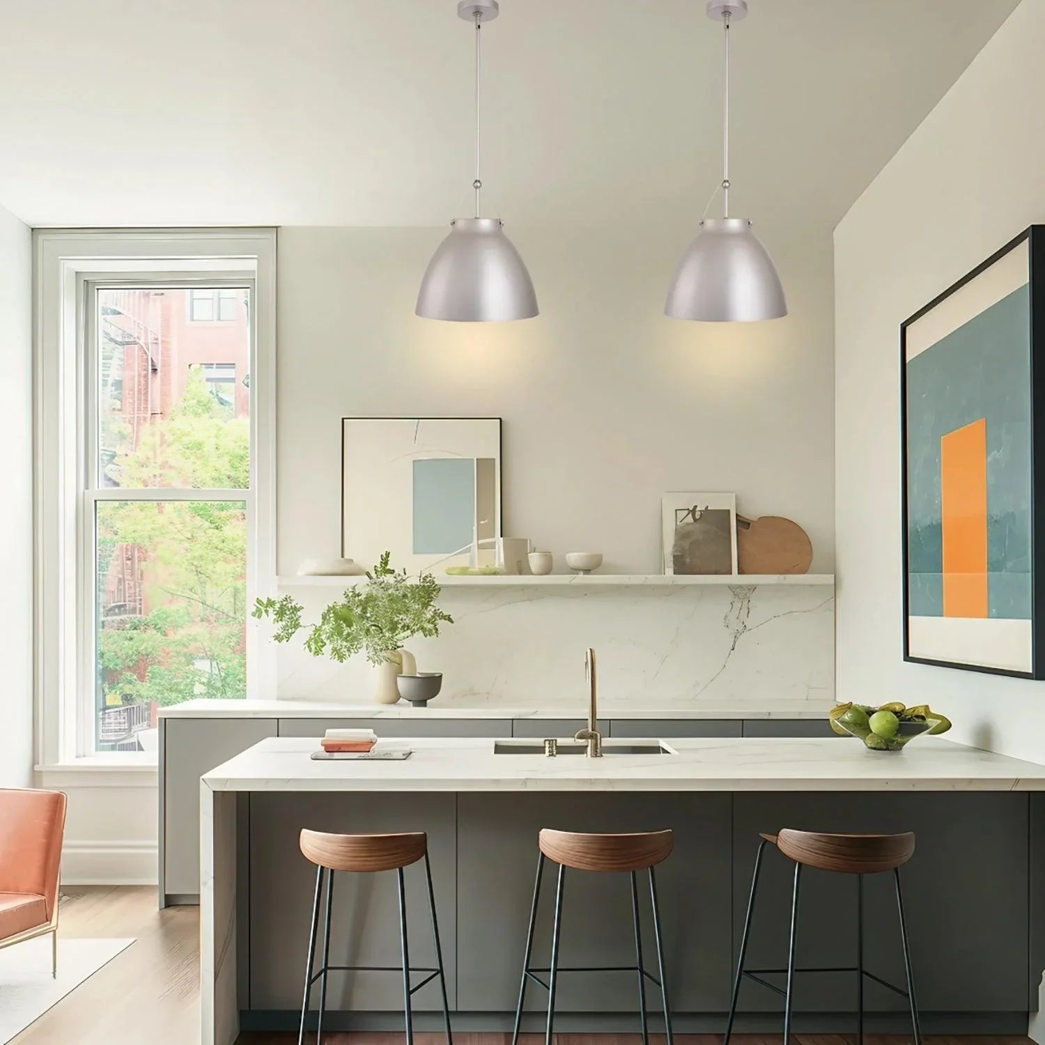 Lámpara colgante moderna de metal regulable de 1 luz