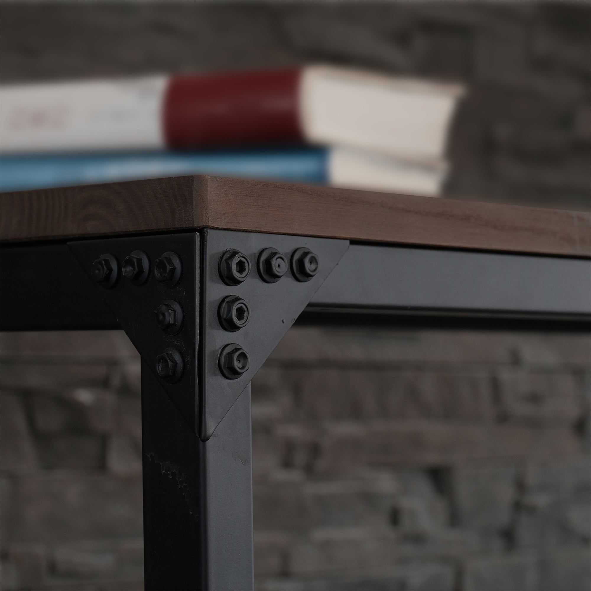 55"W Minimalist Logan Solid Wood and Metal Console Table