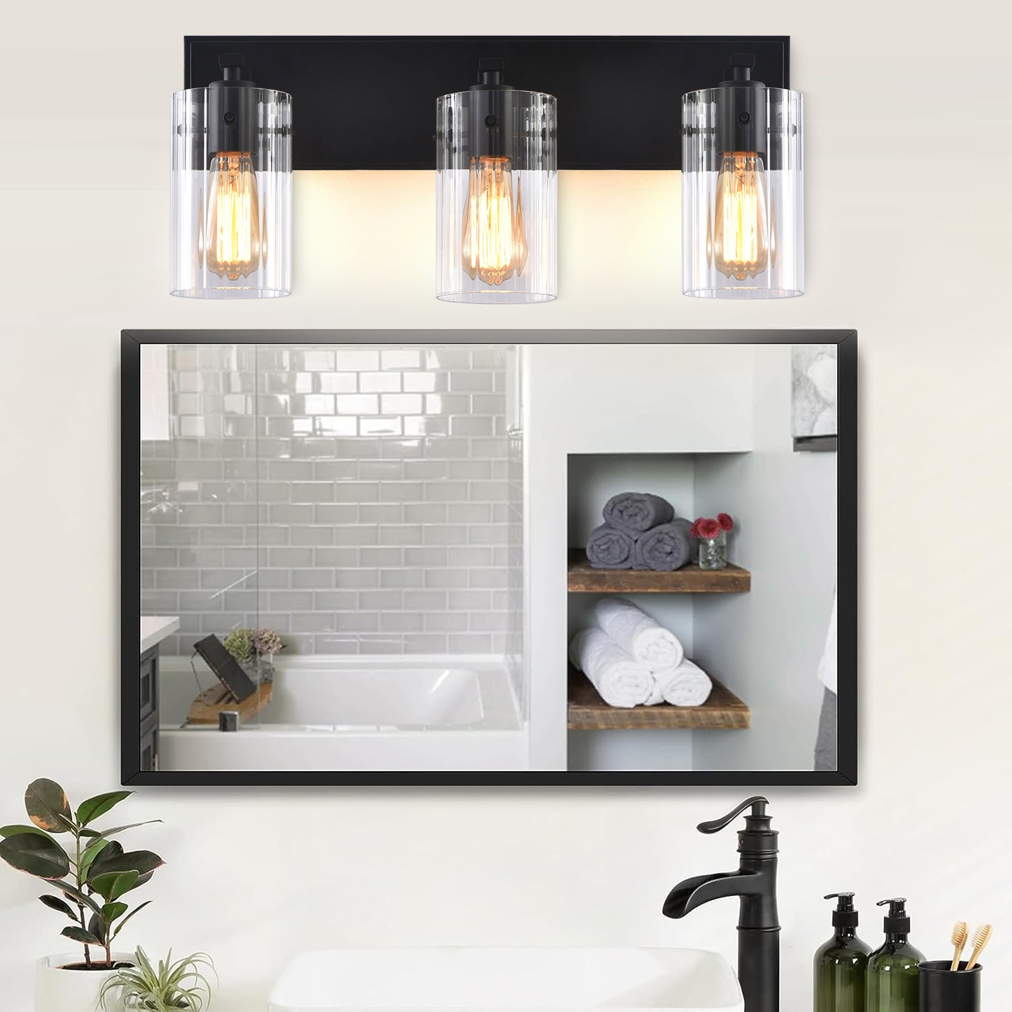 21 Inch Lilith Modern Black 3-Light Mirror Vanity Light