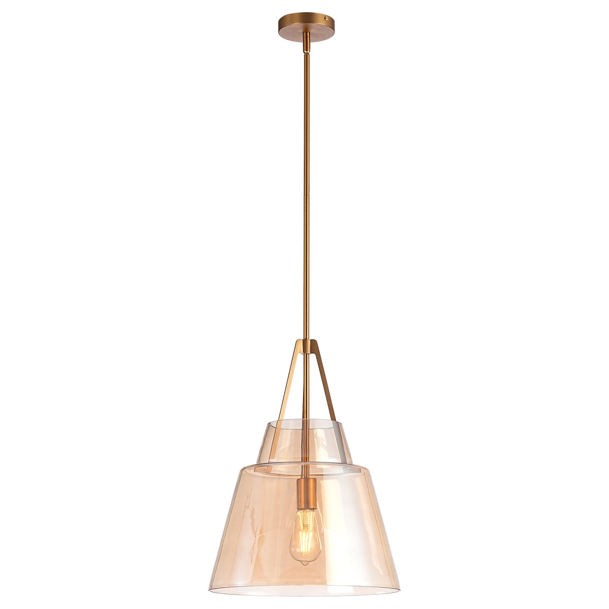 15" Todd Modern 1-Light Brushed Brass Island Pendant Light