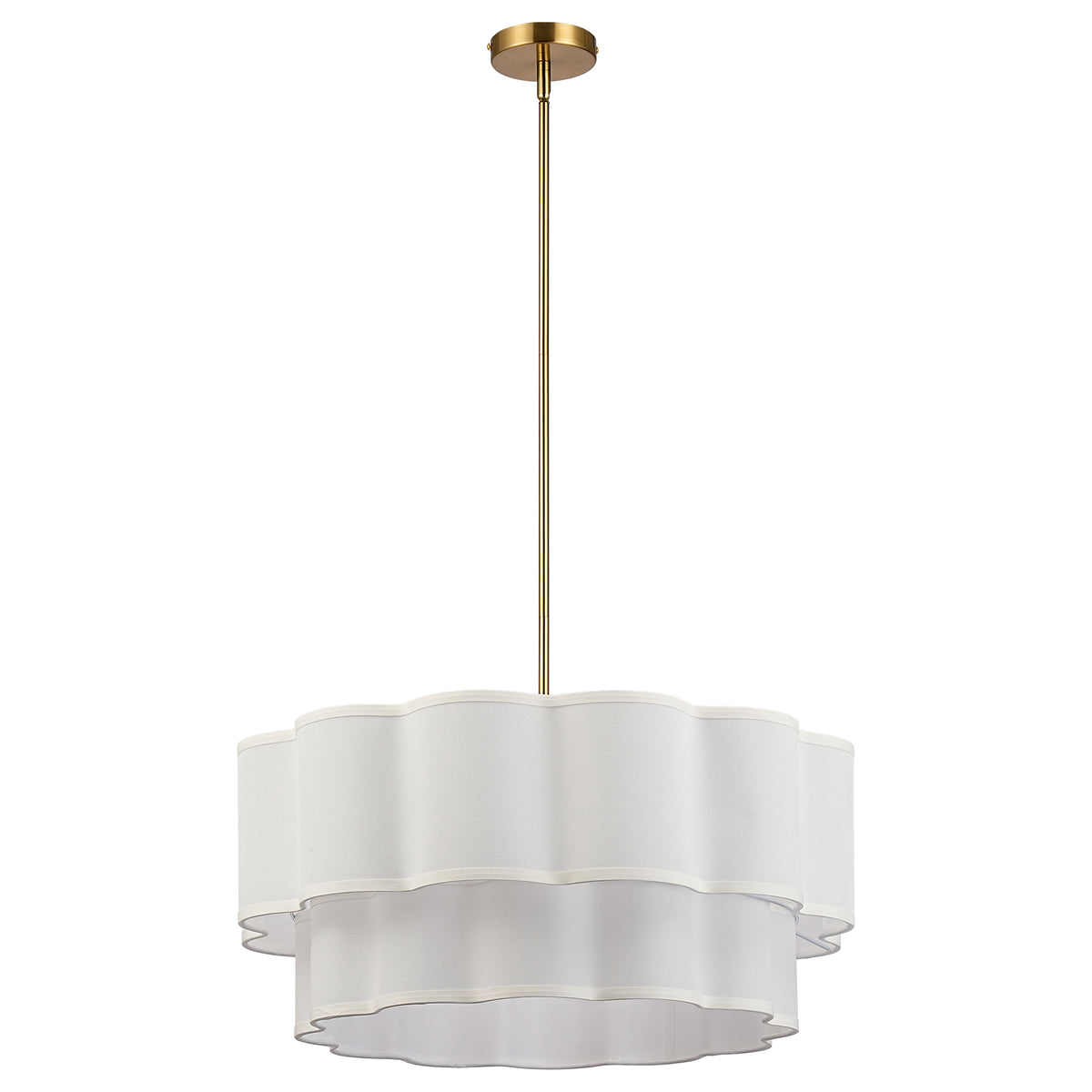 Hulda 6-Light Brushed Brass Chandelier with Layered Linen Shade