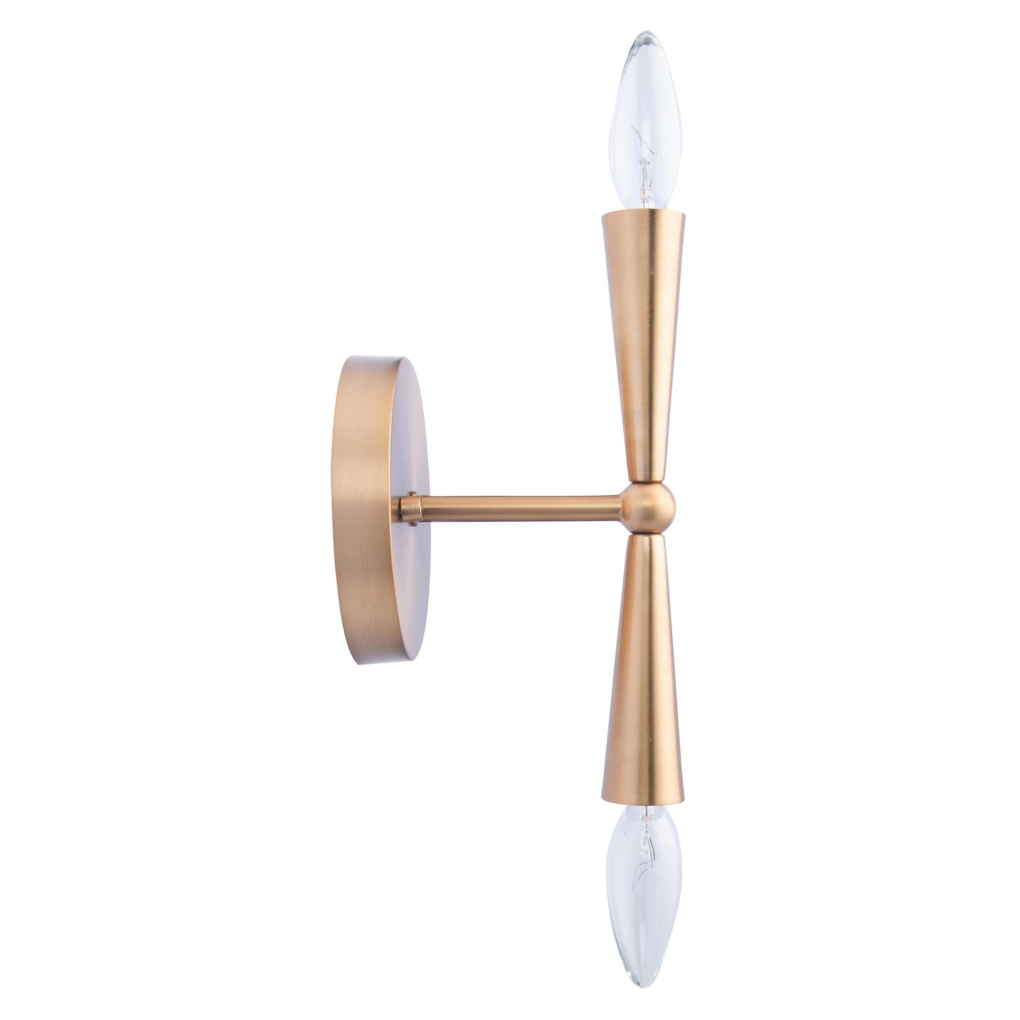 Aplique de pared Mizu Mid-Century Modern dorado de dos luces