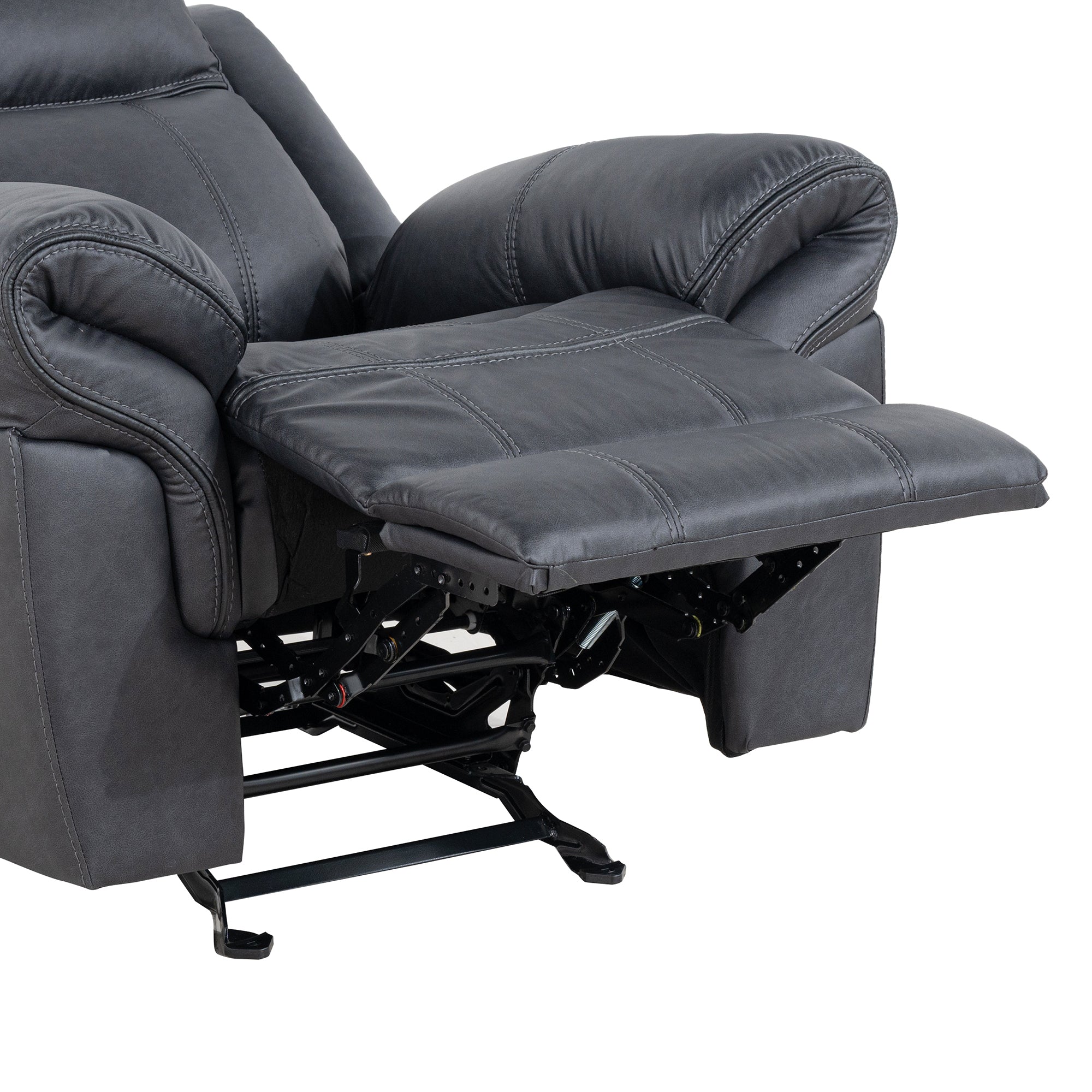 Agata 41 Inch Leatherette Glider Recliner Chair with Pillow Arms