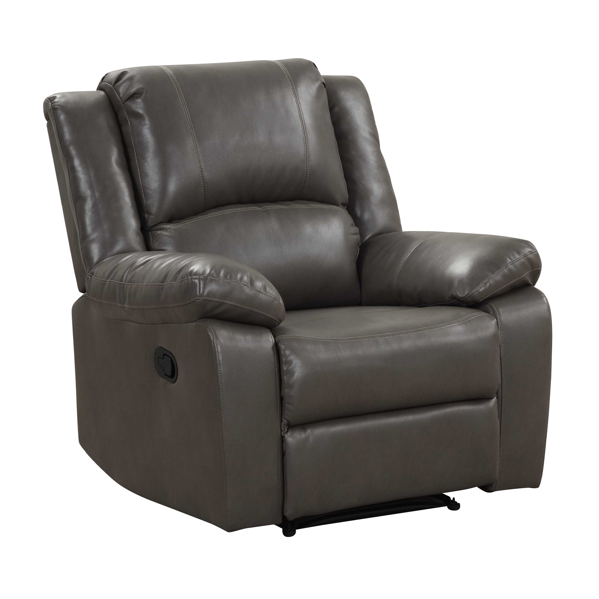 37 Inch Breathable Leather Glider Recliner with Pillow Top Arms