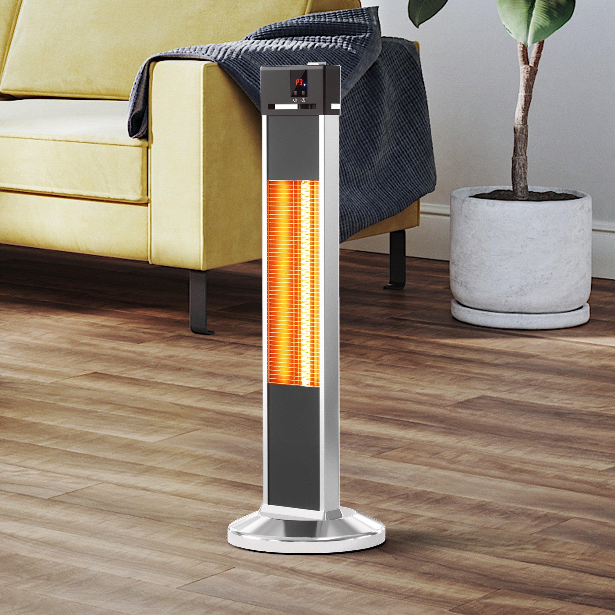 32"H Portable Vertical Infrared Heater 1500W Electric Stander with Remote Control, Tip-over Switch, LED Display 24h Timer