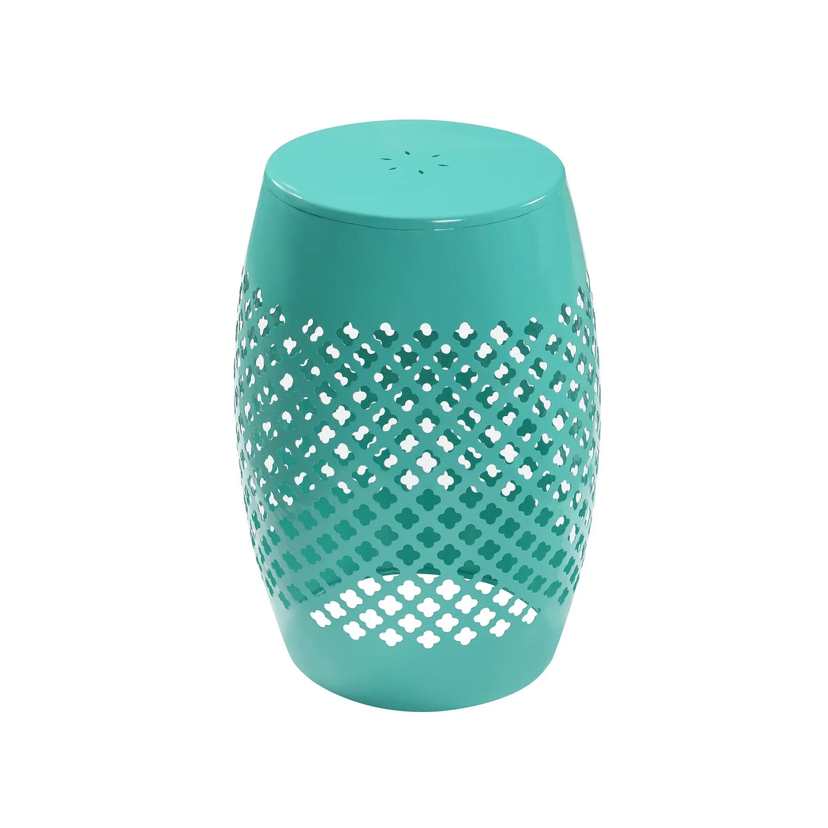 12" Green Iron Drum Side Table