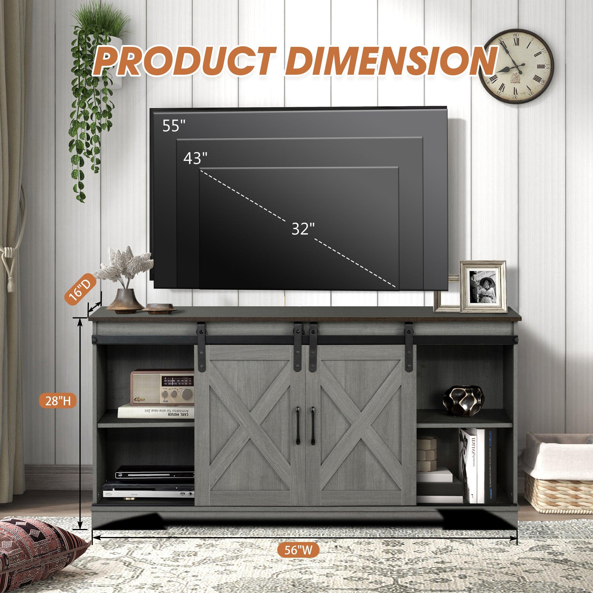 Eira Farmhouse 56-inch TV Stand with Storage Cabinet and Cable Holes, Entertainment Center Console for Living Room, Bedroom