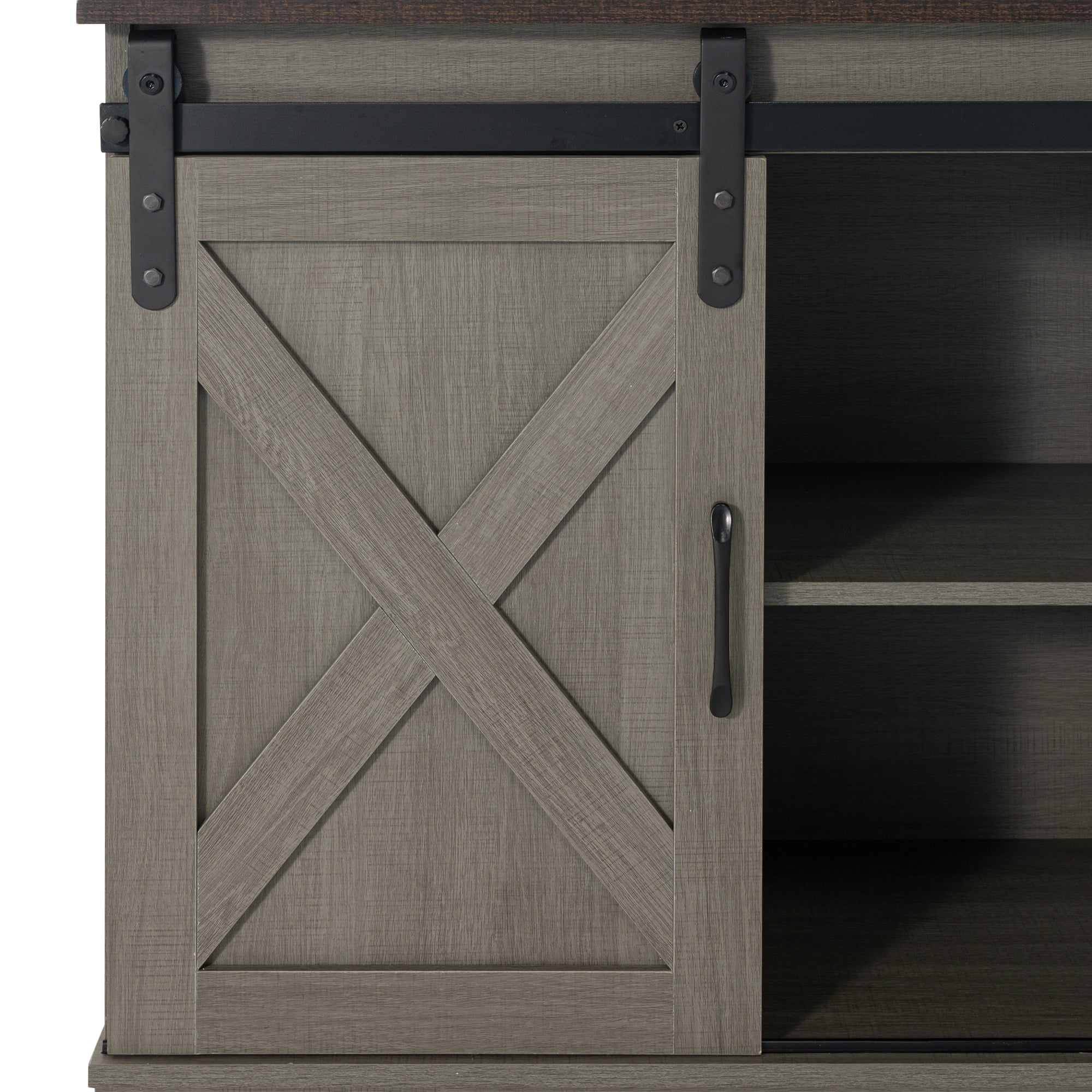 Eira Farmhouse 56-inch TV Stand with Storage Cabinet and Cable Holes, Entertainment Center Console for Living Room, Bedroom