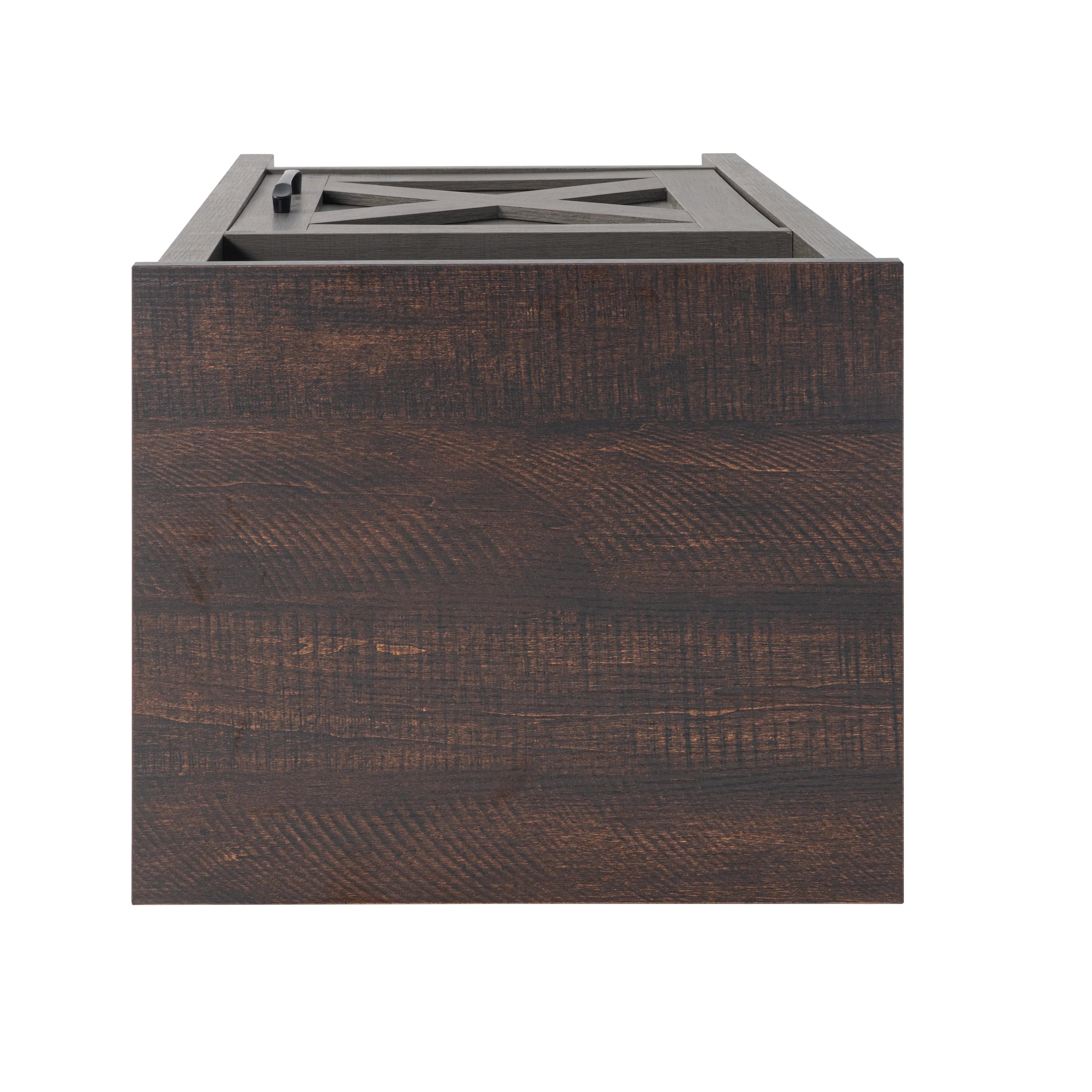 Mesa auxiliar de 40,6 cm en gris estilo granja con puerta estilo granero y estante abierto de Furniture of America