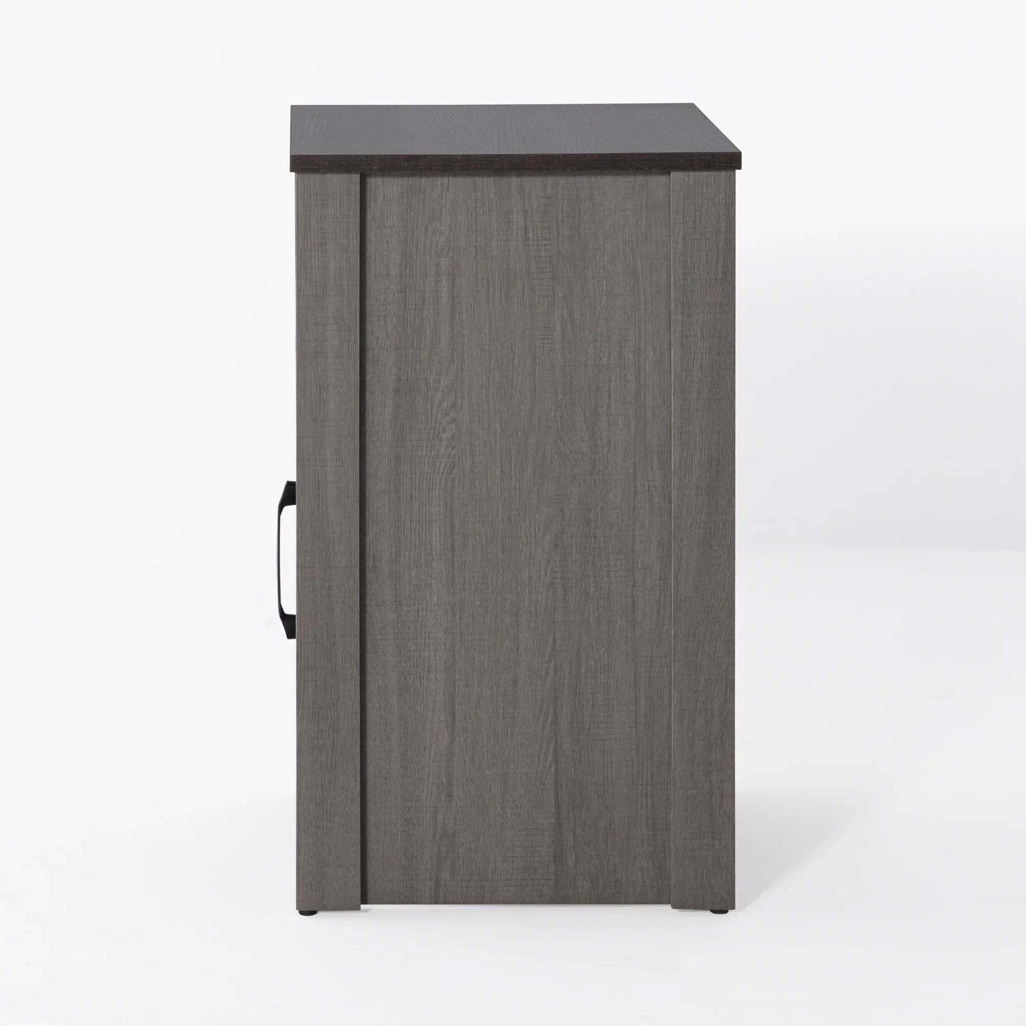 Mesa auxiliar de 40,6 cm en gris estilo granja con puerta estilo granero y estante abierto de Furniture of America