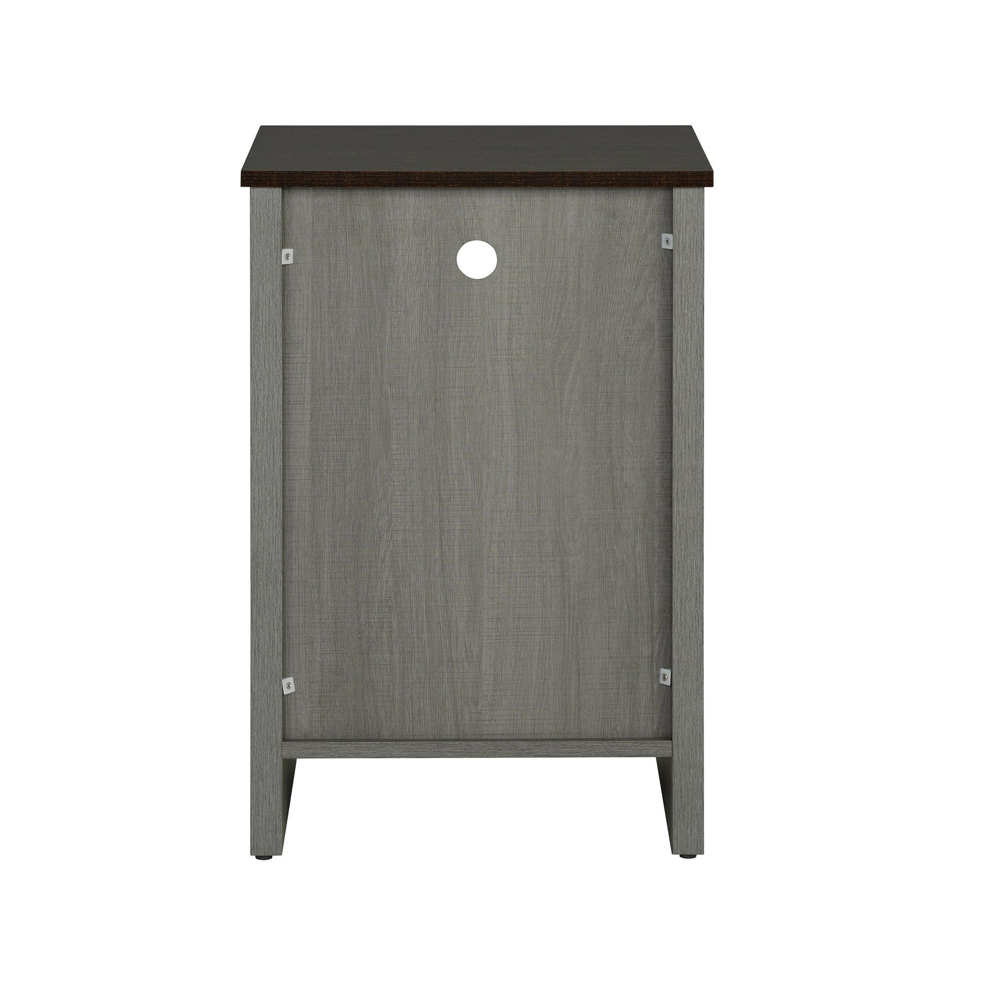 Mesa auxiliar de 40,6 cm en gris estilo granja con puerta estilo granero y estante abierto de Furniture of America
