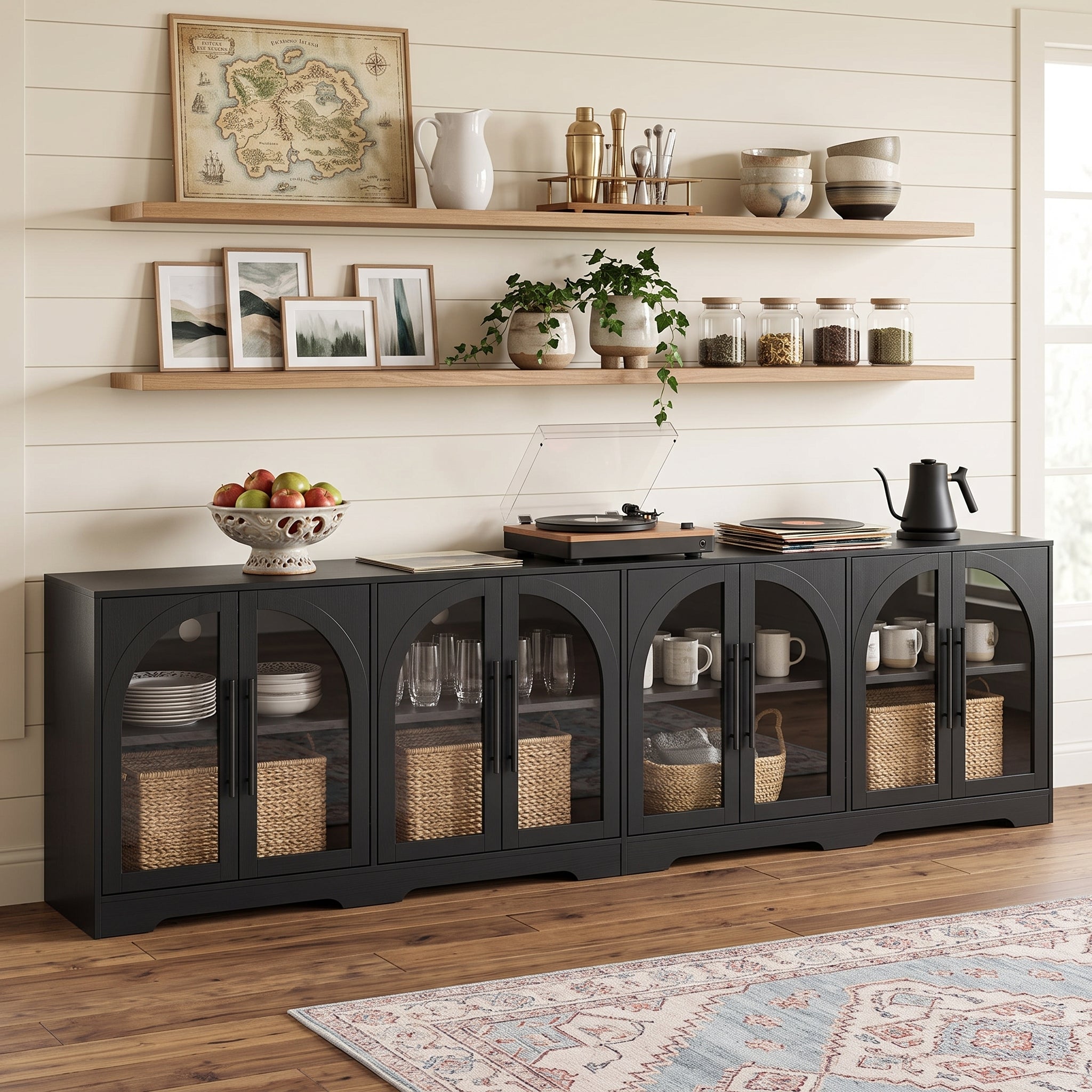 55 Inch TV Stand Console Sideboard Buffet with Adjustable Shelves