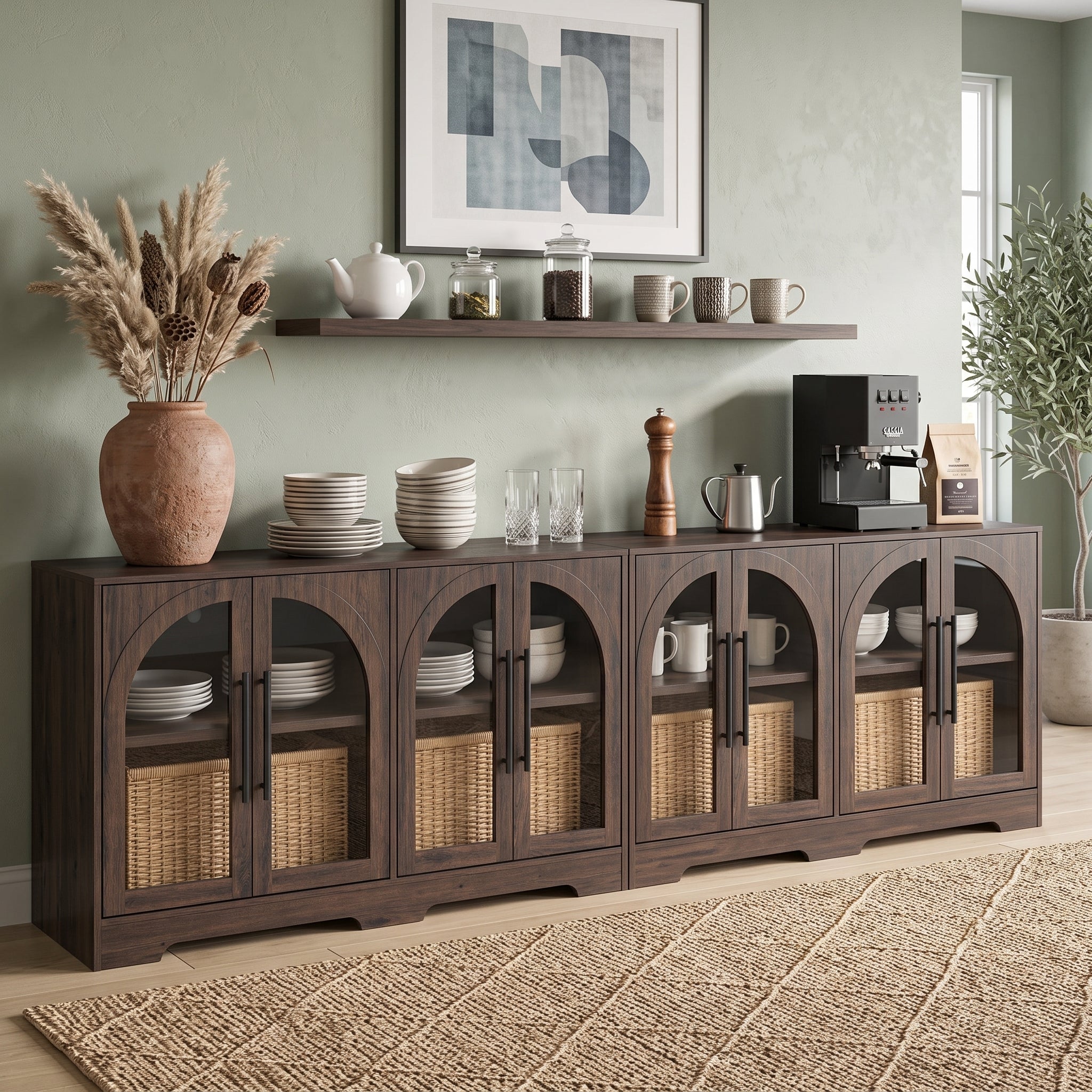 55 Inch TV Stand Console Sideboard Buffet with Adjustable Shelves