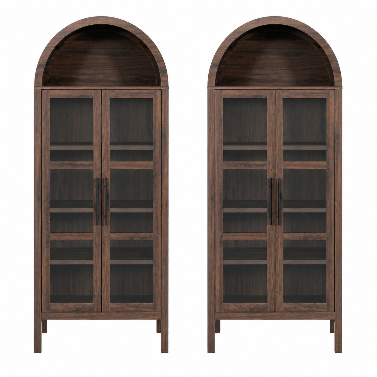 72-in Height Arched Bookcases & Cabinets with Adjustable Shelves
