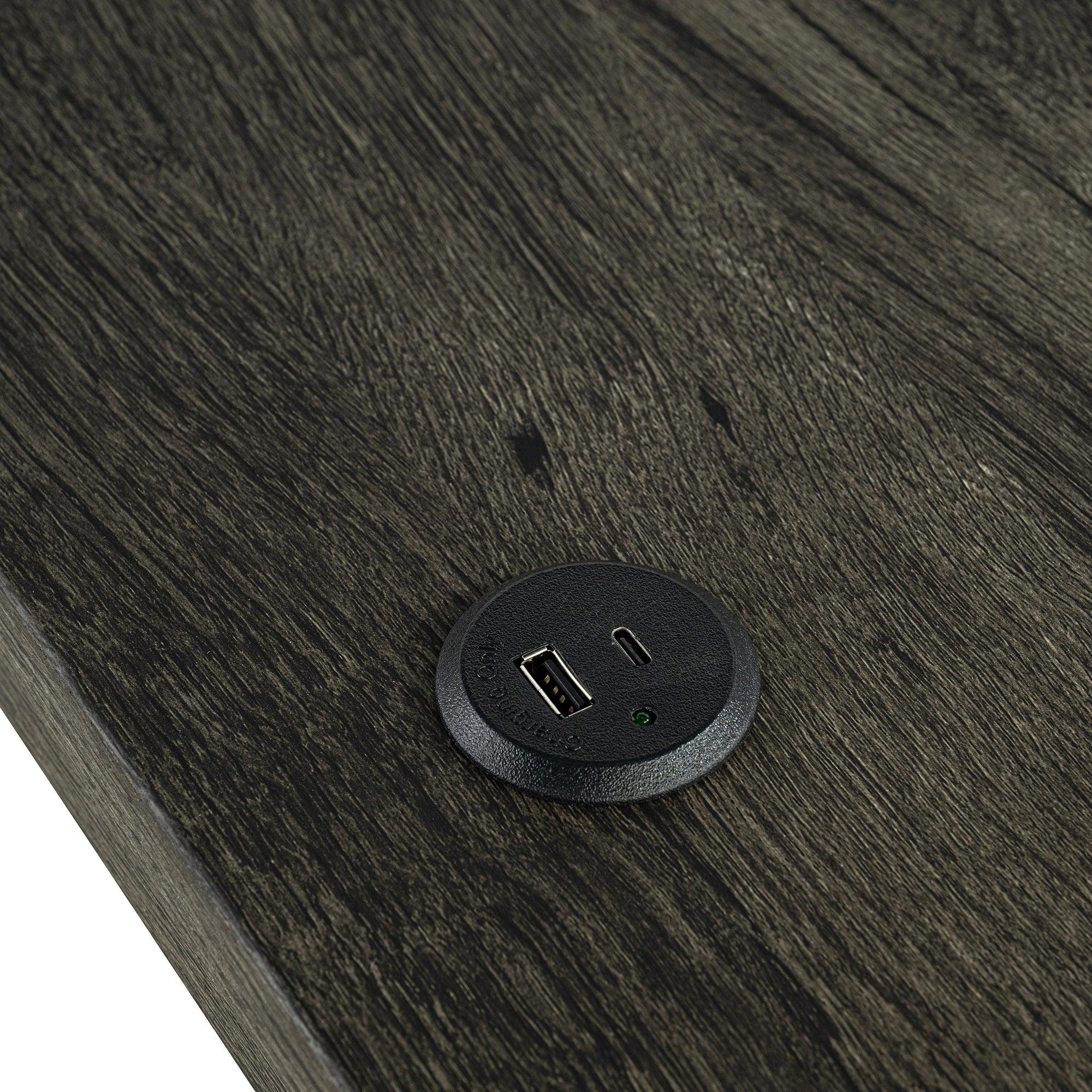 59" Rustic Dining&Bar Table Set with 3 Stools for Apartment, USB-A & USB-C Charging Ports