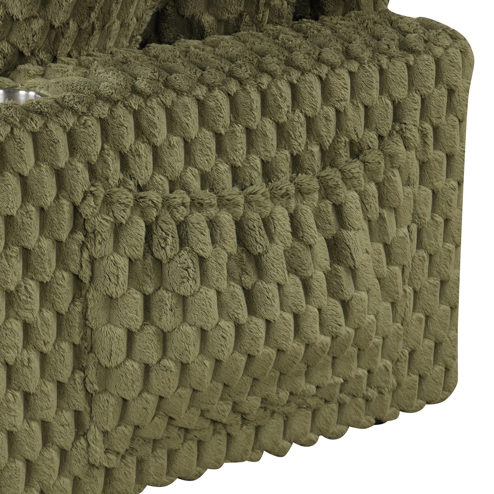 54 Inch Contemporary Indoor Upholstered Chaise Lounge Plush Sleeper Chair with Throw Pillows, 2 Cup Holders and Magazine Bags for Living Room