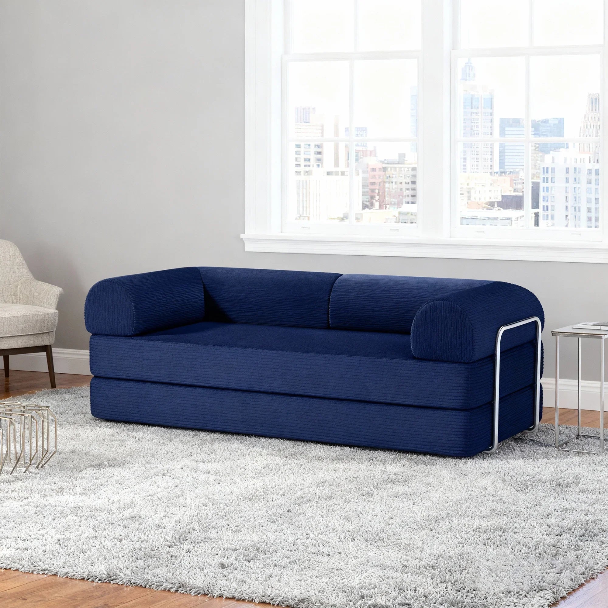 79" Perri Corduroy Compressed Sofa Bed with Lumbar Pillow for Living Room, Office