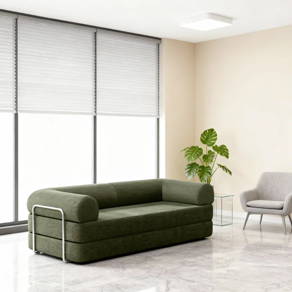79" Perri Corduroy Compressed Sofa Bed with Lumbar Pillow for Living Room, Office
