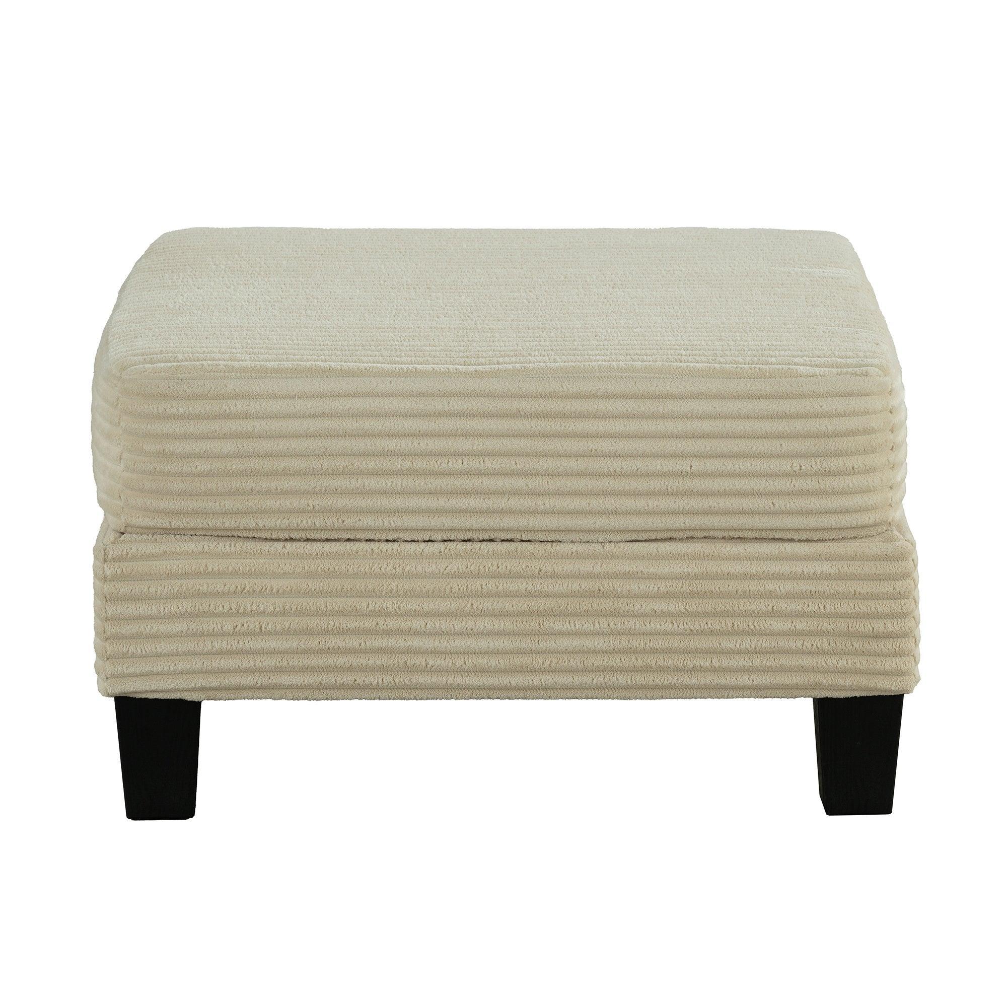 Conjunto de sofá cómodo beige de 3 piezas, sofá de 3 plazas y sofá de dos plazas con otomana de almacenamiento para sala de estar con USB, bolsillos laterales y almohadas incluidas.