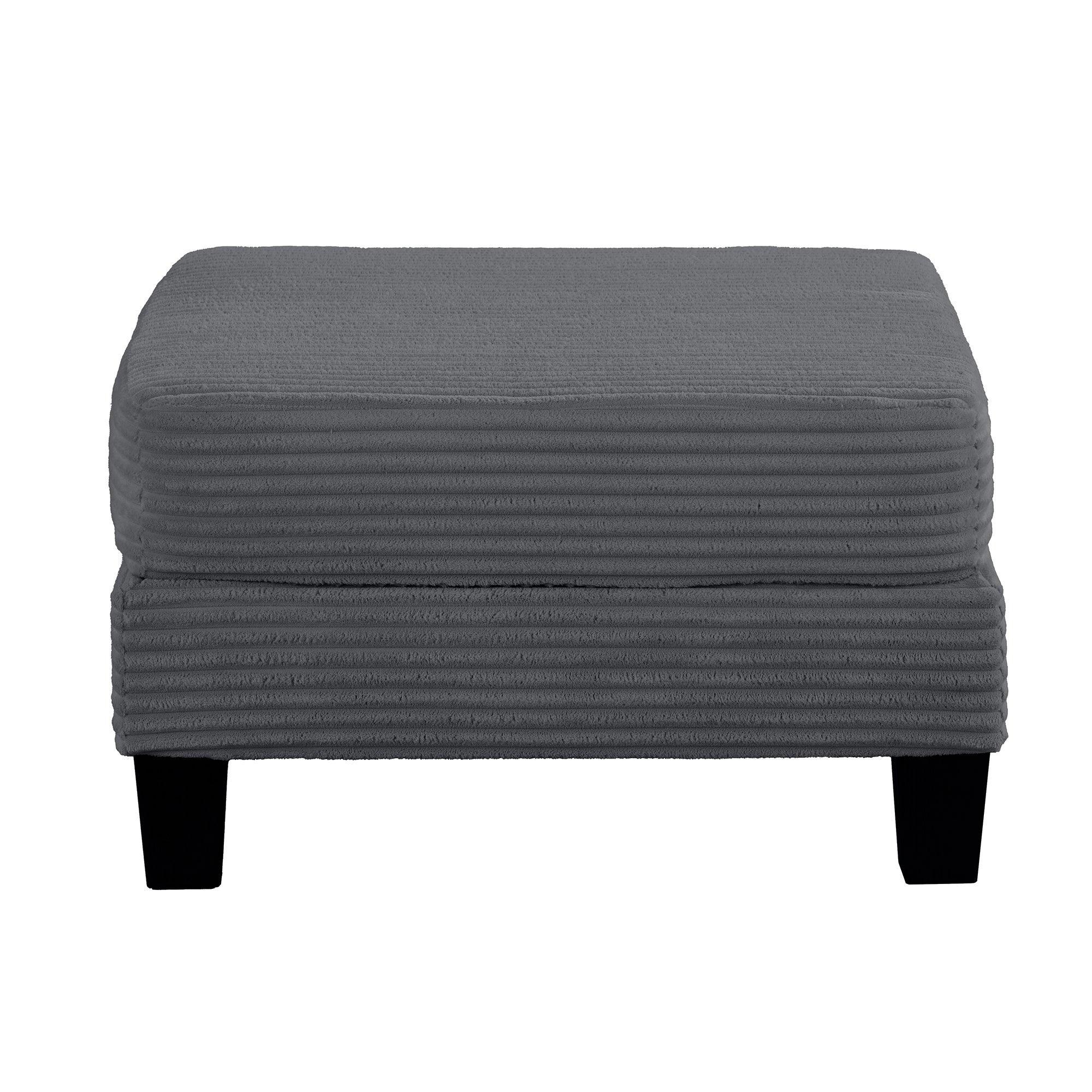 Conjunto de 3 piezas gris oscuro: cómodo sofá de 3 plazas y sofá de dos plazas con otomana de almacenamiento para sala de estar con USB, bolsillos laterales y almohadas incluidas.