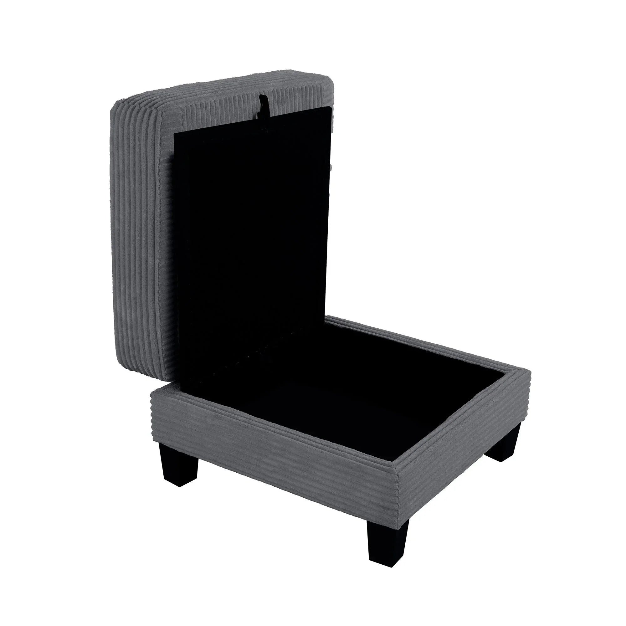 Conjunto de 3 piezas gris oscuro: cómodo sofá de 3 plazas y sofá de dos plazas con otomana de almacenamiento para sala de estar con USB, bolsillos laterales y almohadas incluidas.