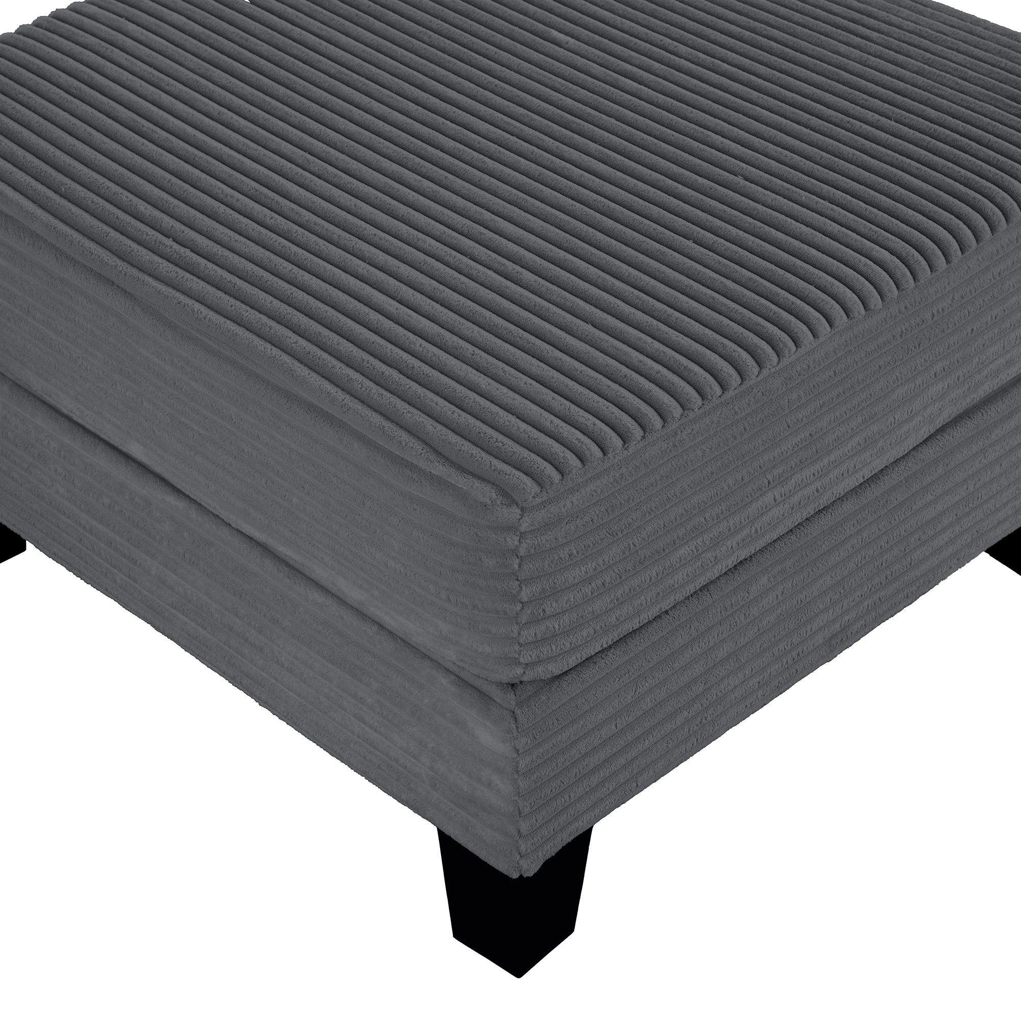 Conjunto de 3 piezas gris oscuro: cómodo sofá de 3 plazas y sofá de dos plazas con otomana de almacenamiento para sala de estar con USB, bolsillos laterales y almohadas incluidas.