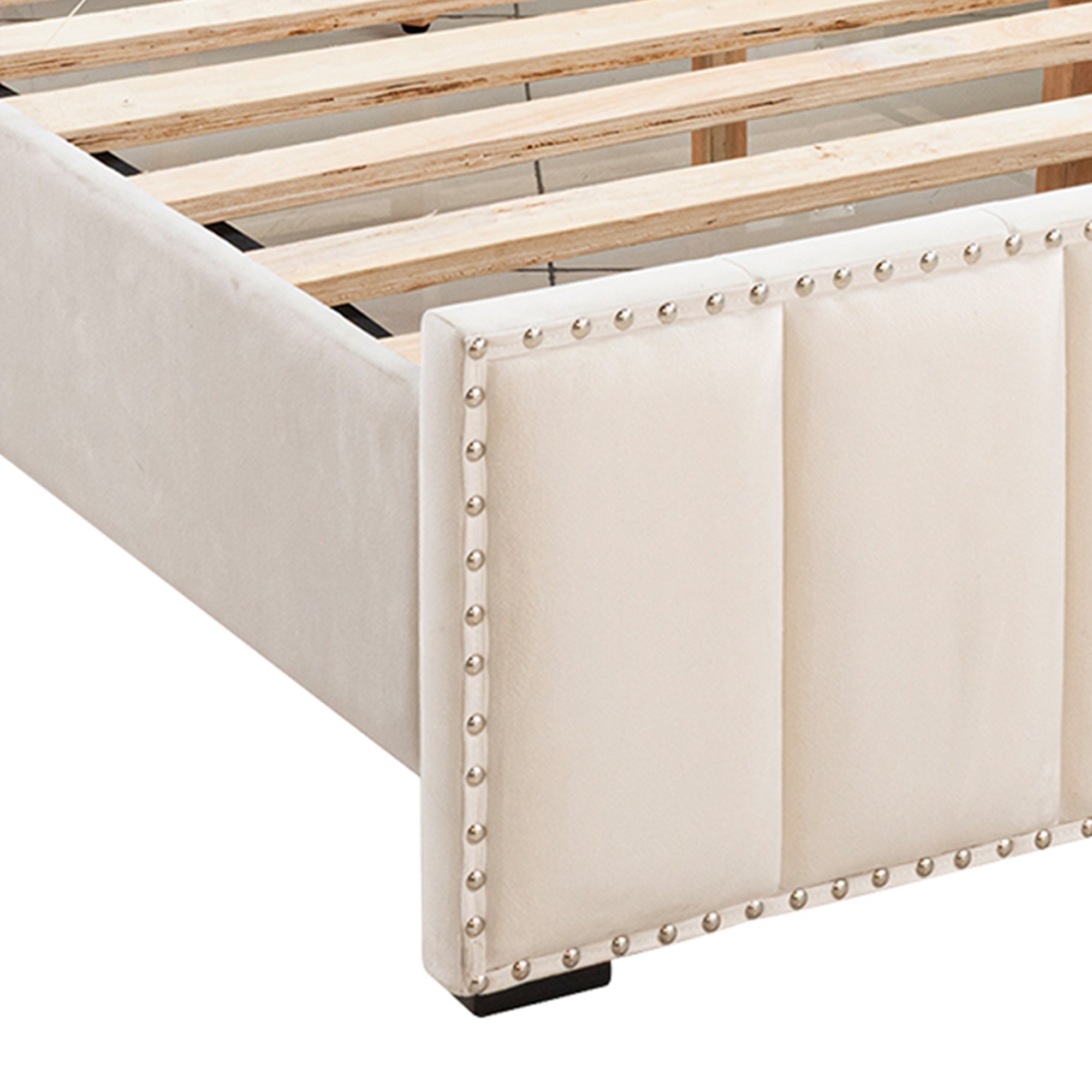 Farese Full & Queen Platform Bed Frame Storage Headboard with LED Light, No Box Spring Needed