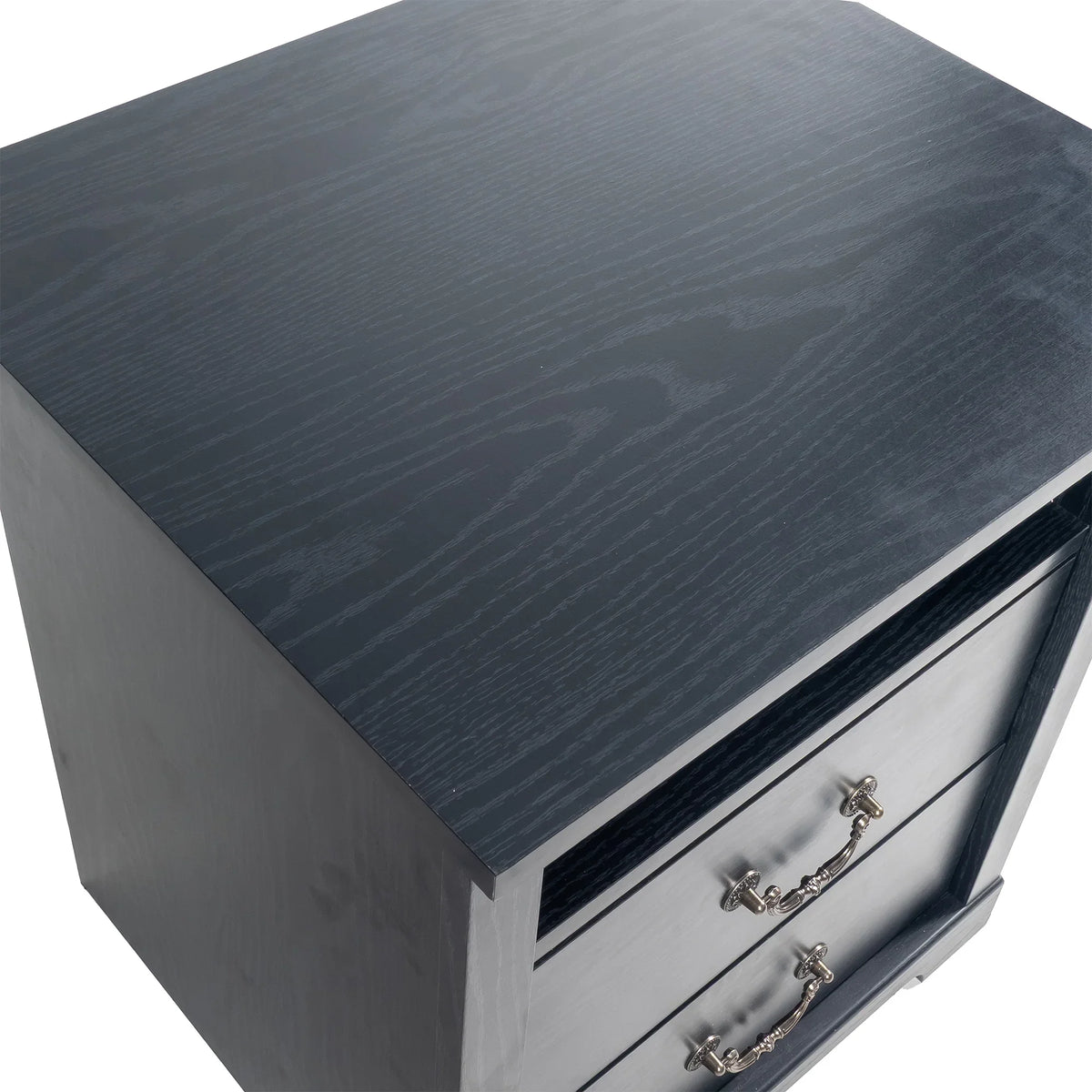 22 Inch Rustic 2-Drawer Nightstand with Open Top Shelf