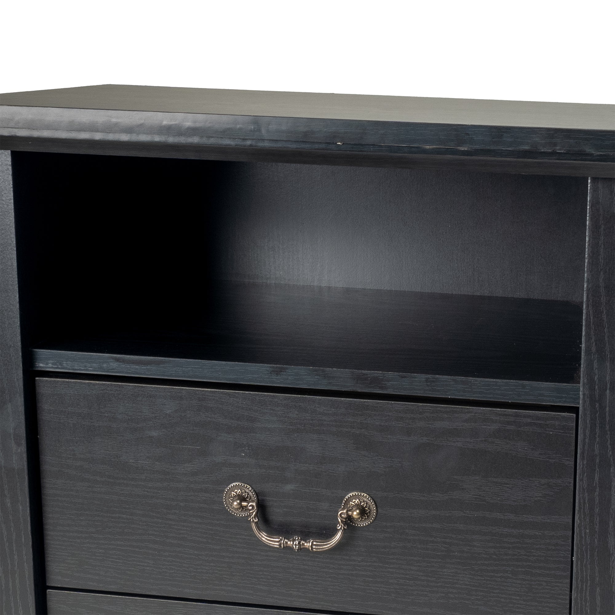 Mesa auxiliar de 40,6 cm en gris estilo granja con puerta estilo granero y estante abierto de Furniture of America