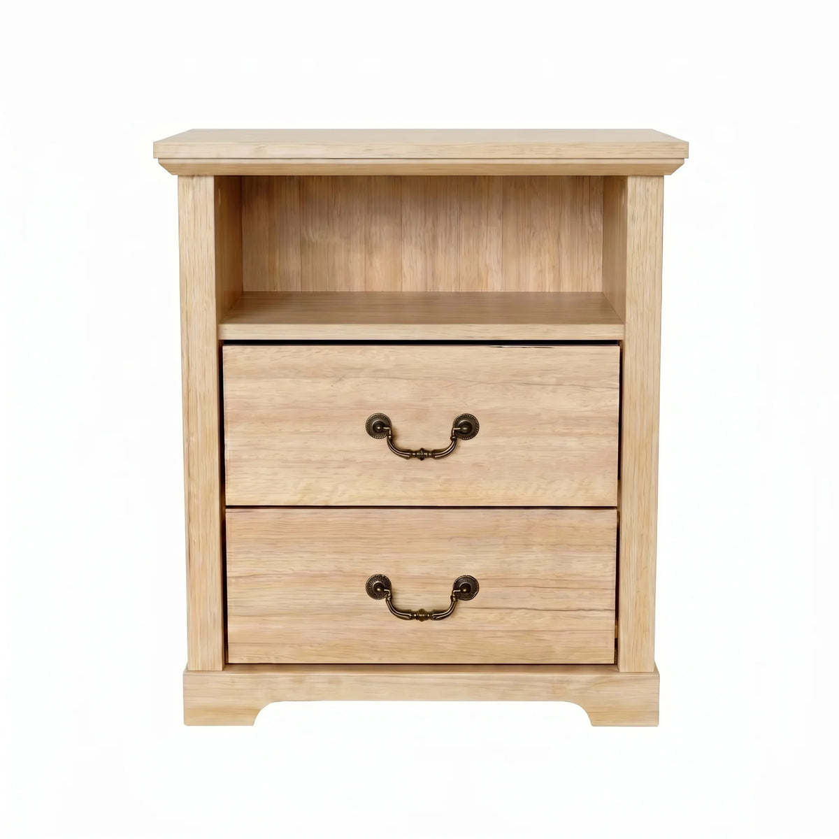 22 Inch Rustic 2-Drawer Nightstand with Open Top Shelf