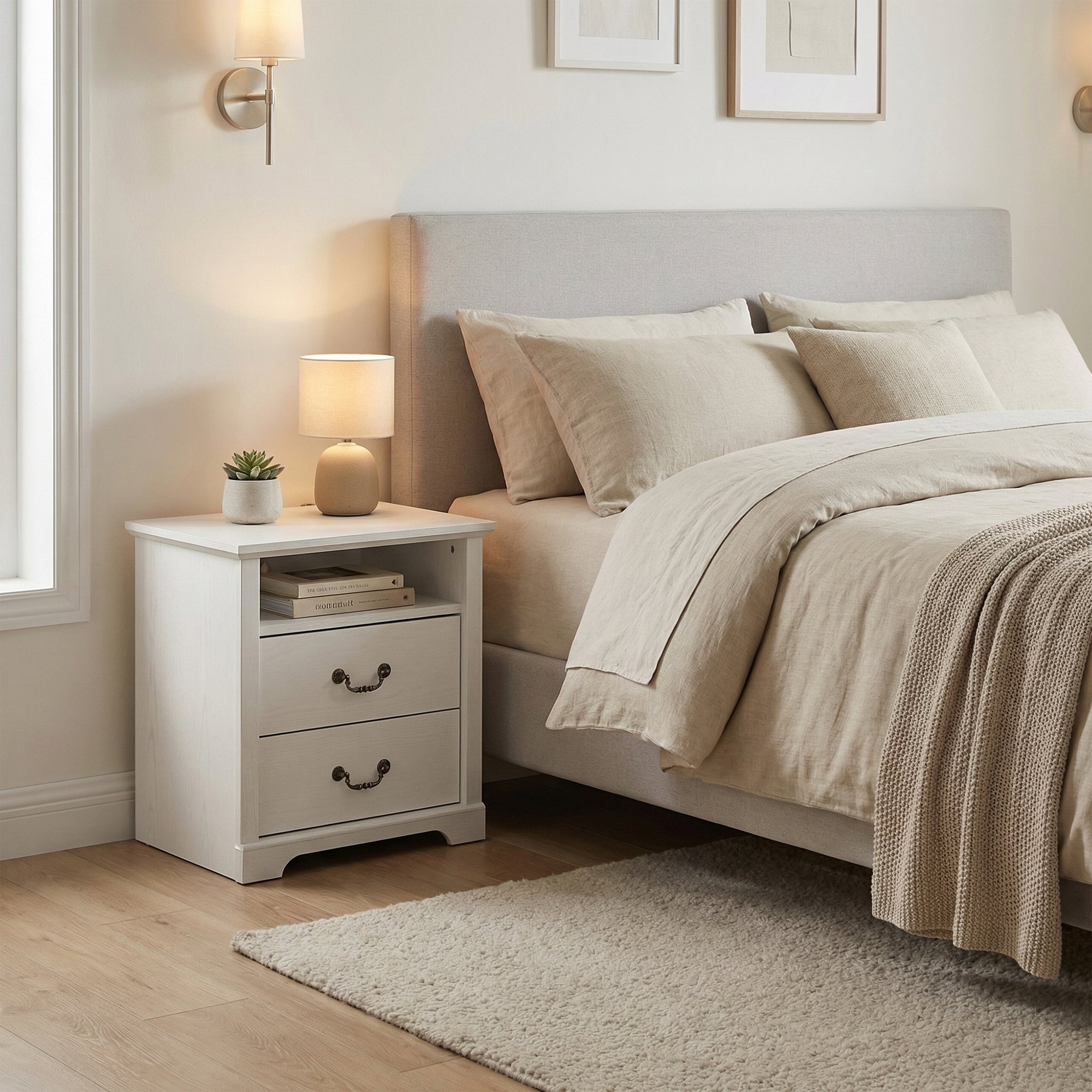 Mesa auxiliar de 40,6 cm en gris estilo granja con puerta estilo granero y estante abierto de Furniture of America