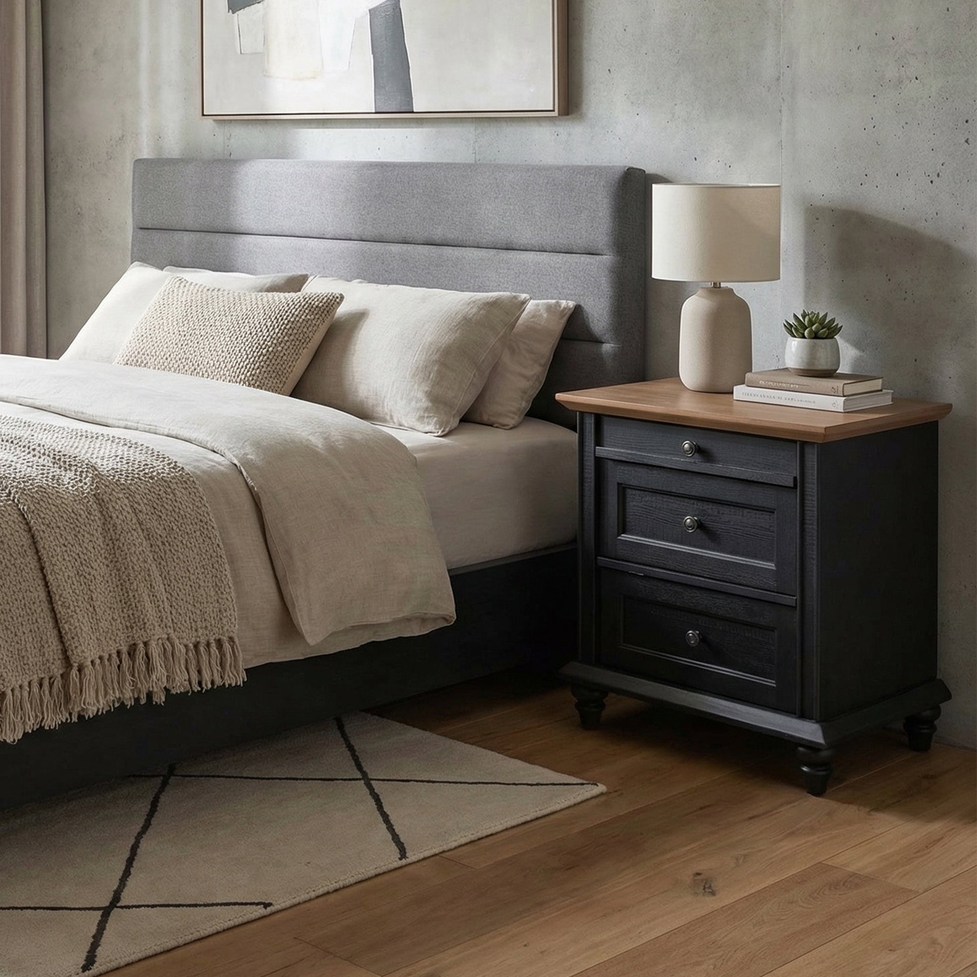 Mesa auxiliar de 40,6 cm en gris estilo granja con puerta estilo granero y estante abierto de Furniture of America