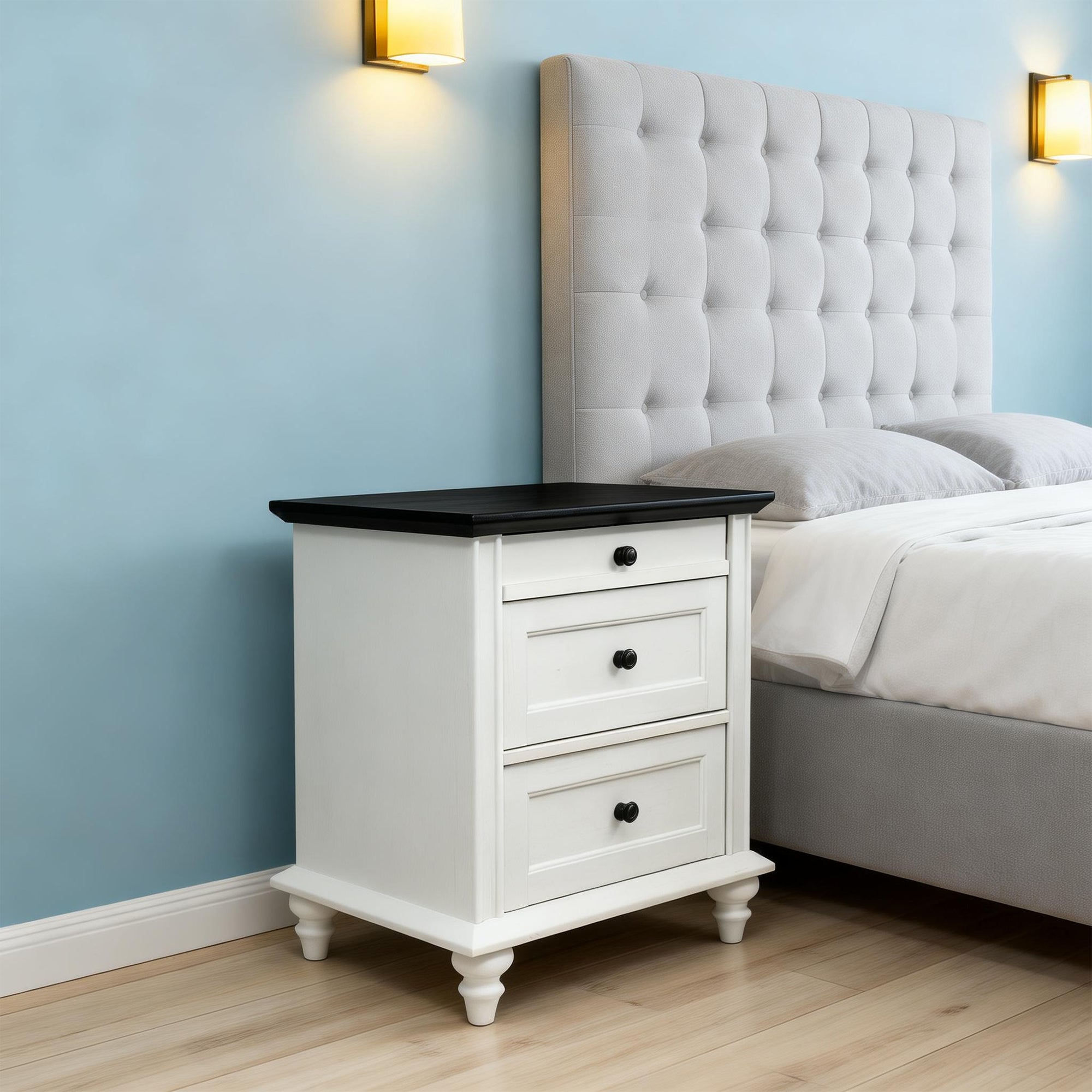 Mesa auxiliar de 40,6 cm en gris estilo granja con puerta estilo granero y estante abierto de Furniture of America