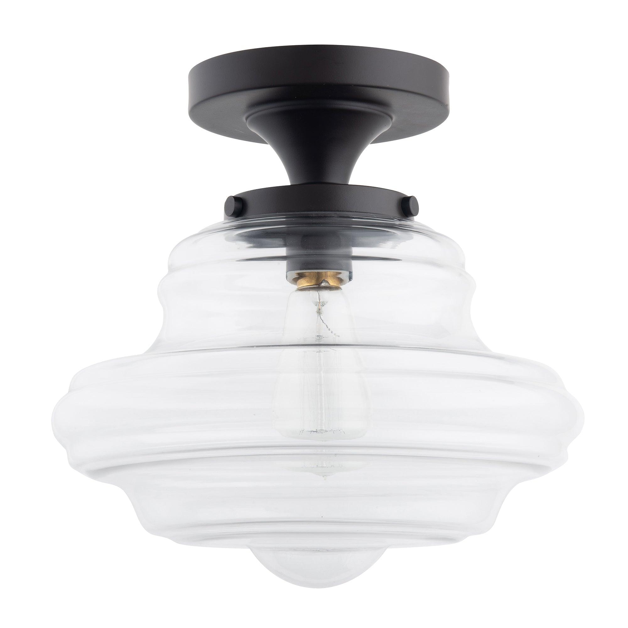 Solaria 1-Light Dark Brown Farmhouse Semi Flush Mount Ceiling Light