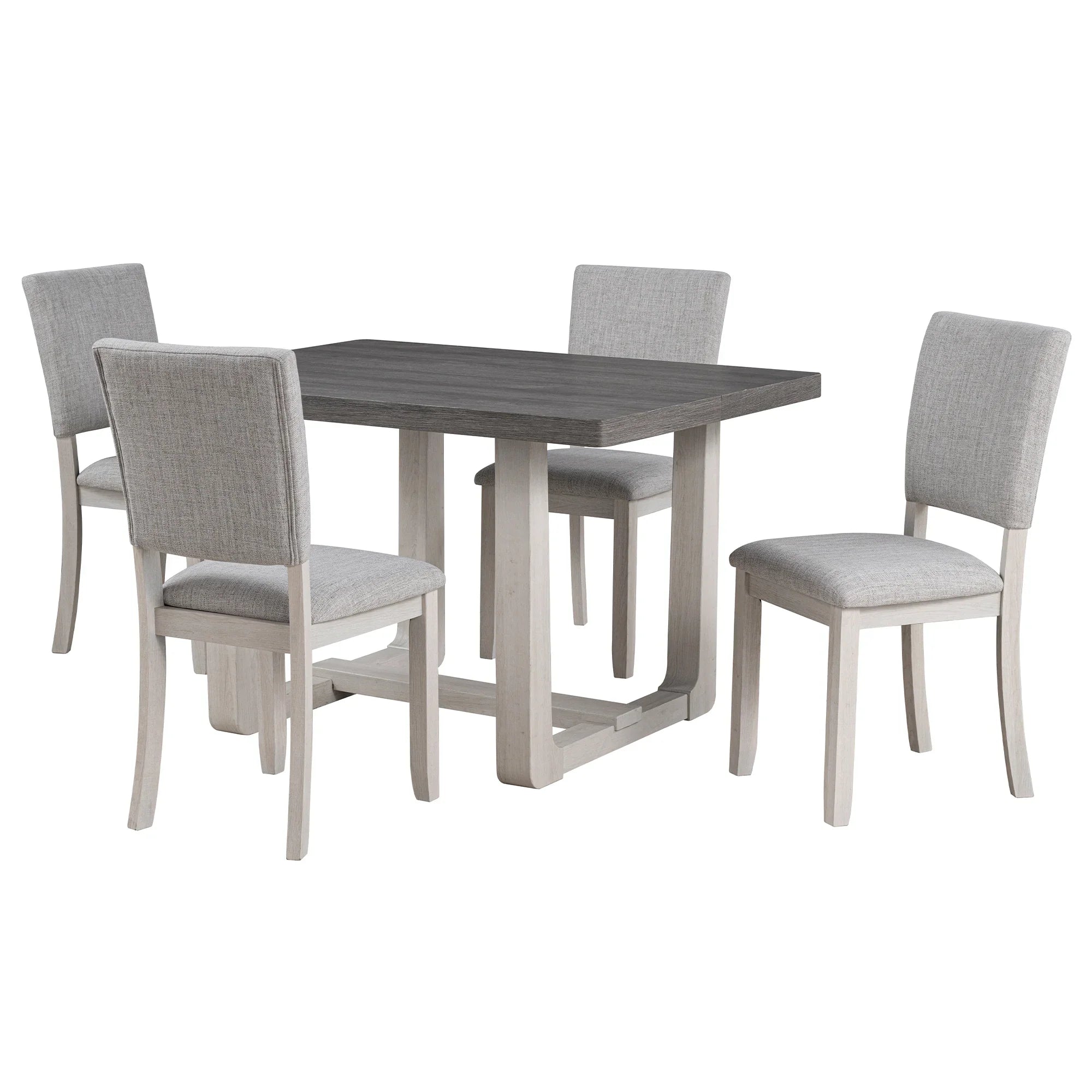 Juego de mesa de comedor de 5 piezas de madera maciza de caucho de 48" de ancho con respaldo de silla en forma de diamante
